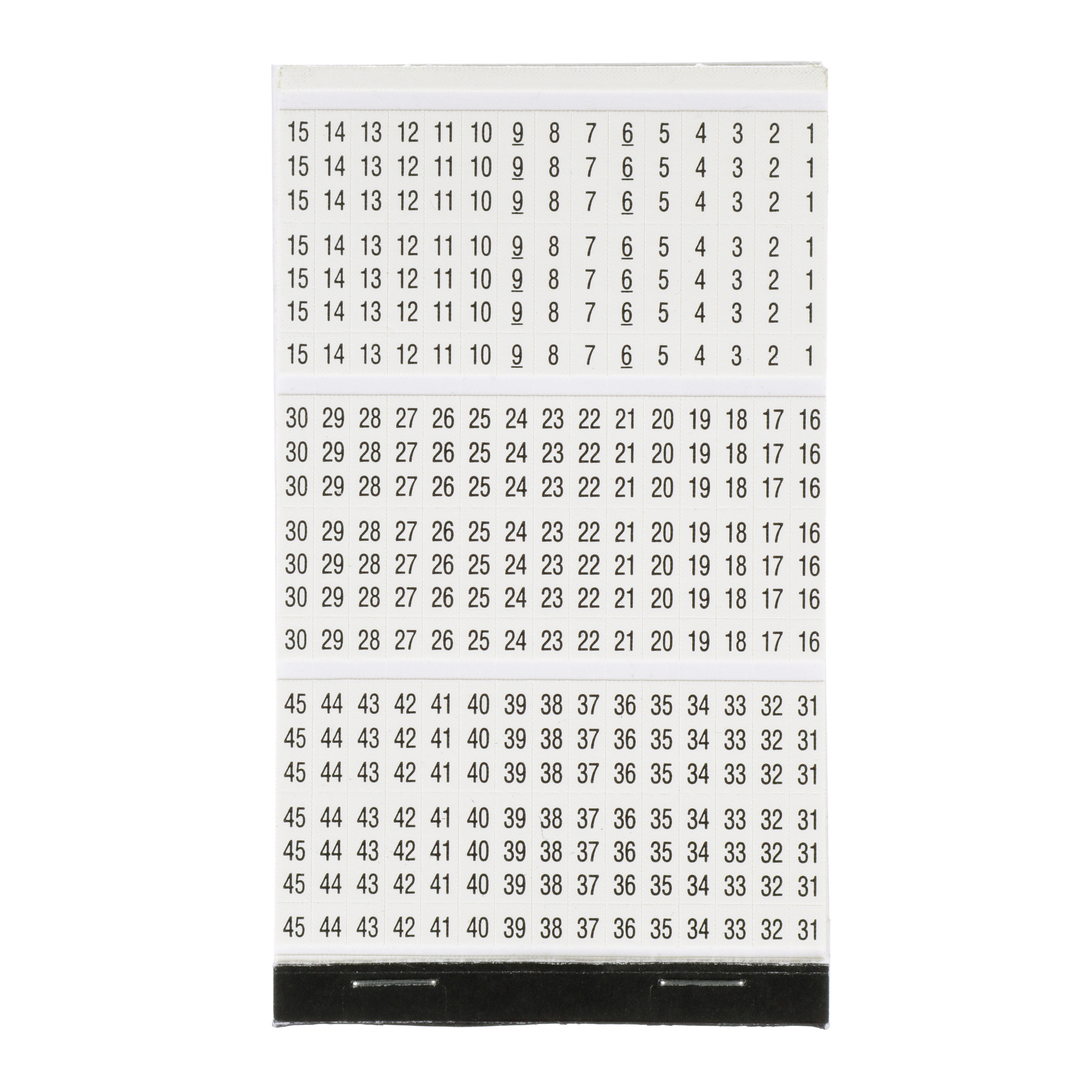 Pre-Printed Wire Marker Book, 8,  Vinyl Cloth, White, Black, PK1