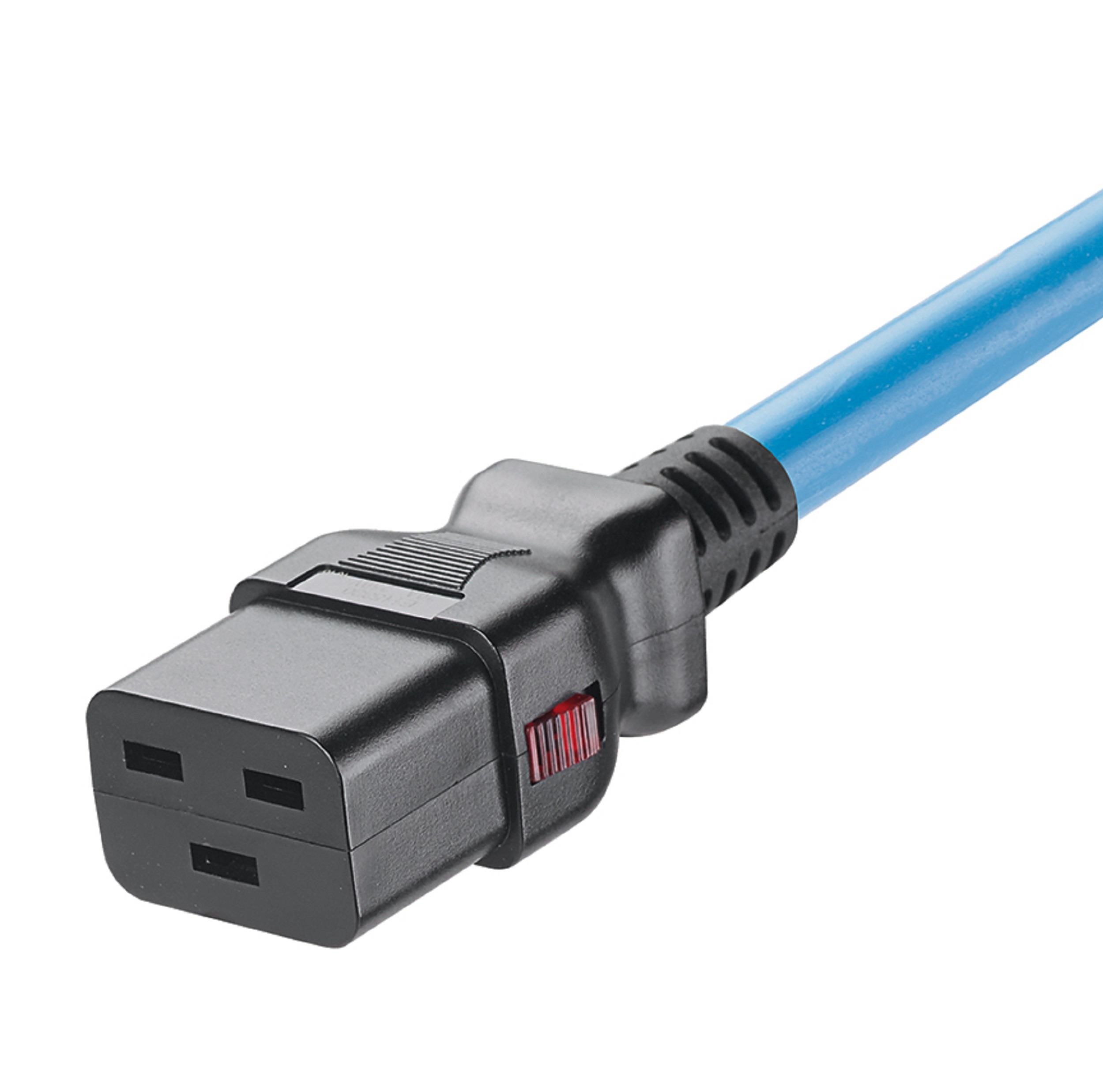 Çift Kilitlemeli BT Güç Kablosu, IEC C20'den IEC C19'a, 2 feet (0.6m), Mavi