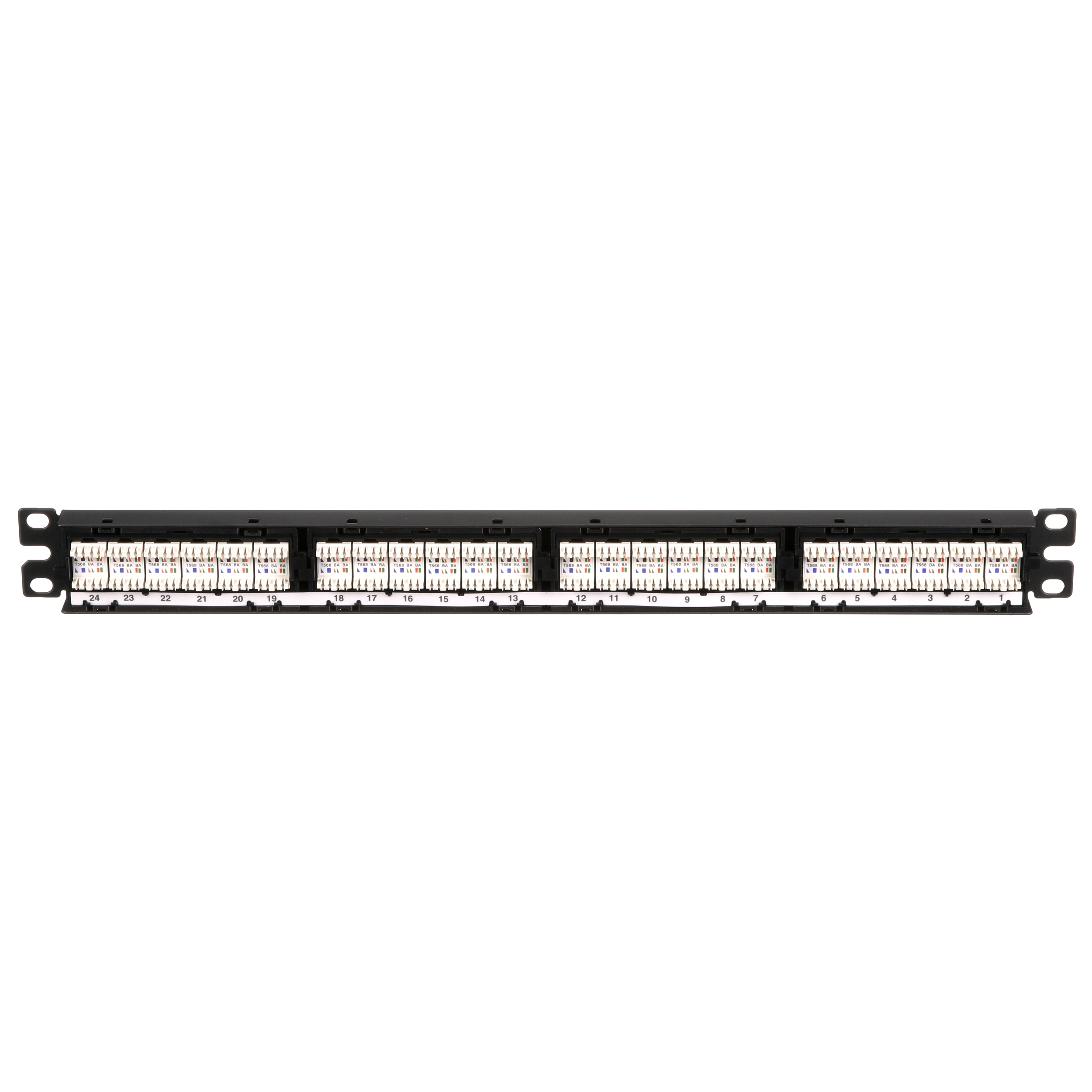 Cat 6 Çıkış Paneli, 24 Port, 1 RU, Siyah