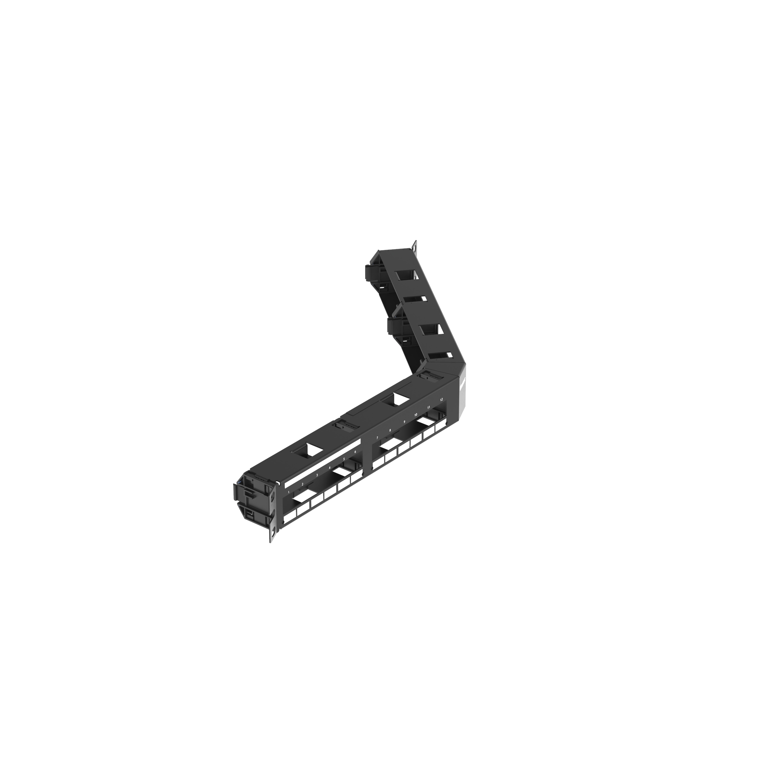 QuickNet™ Dik Açılı Tam Metal Patch Panel, 24 Port, 1 RU, Siyah