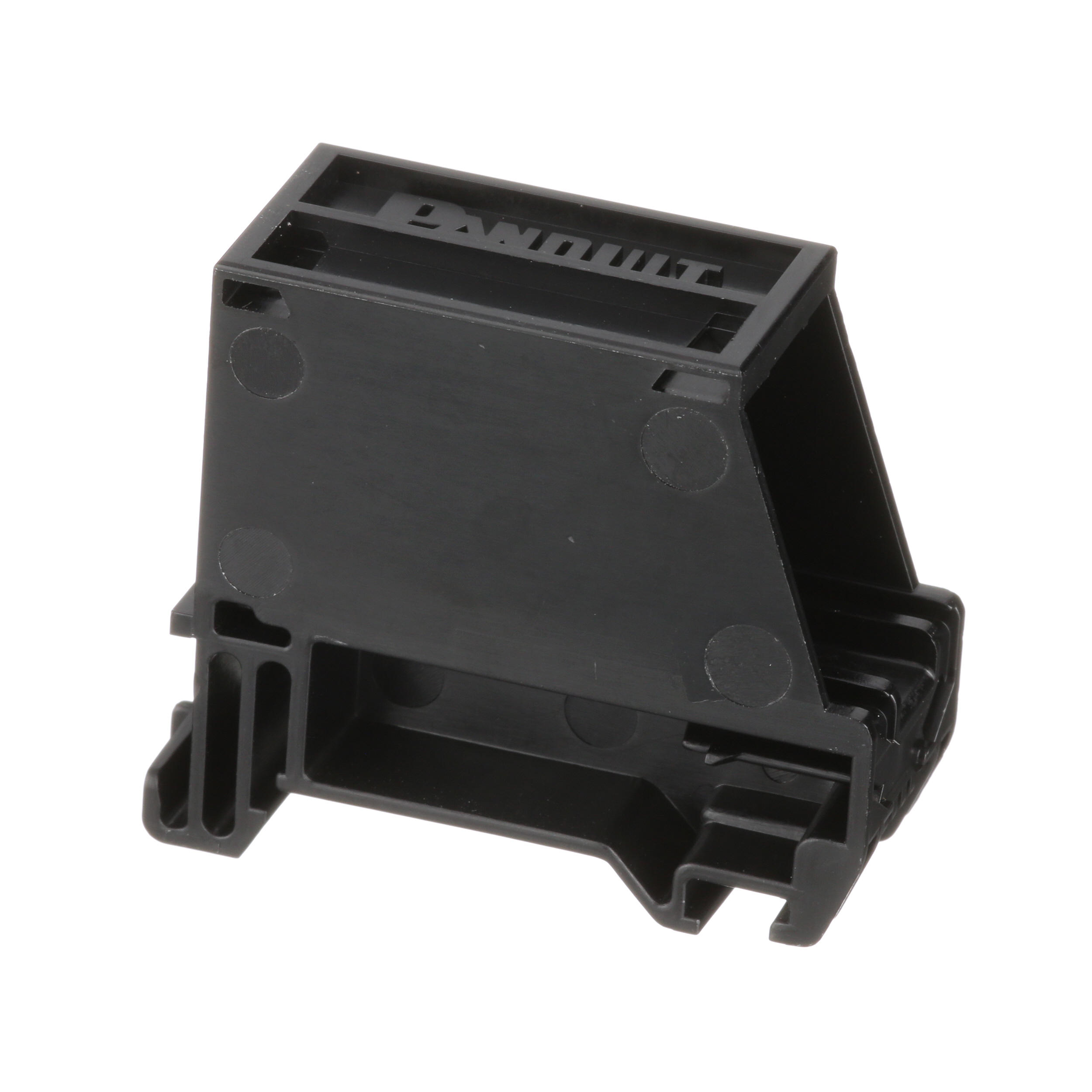 DIN rail mount adapter with label, singl single port, Black