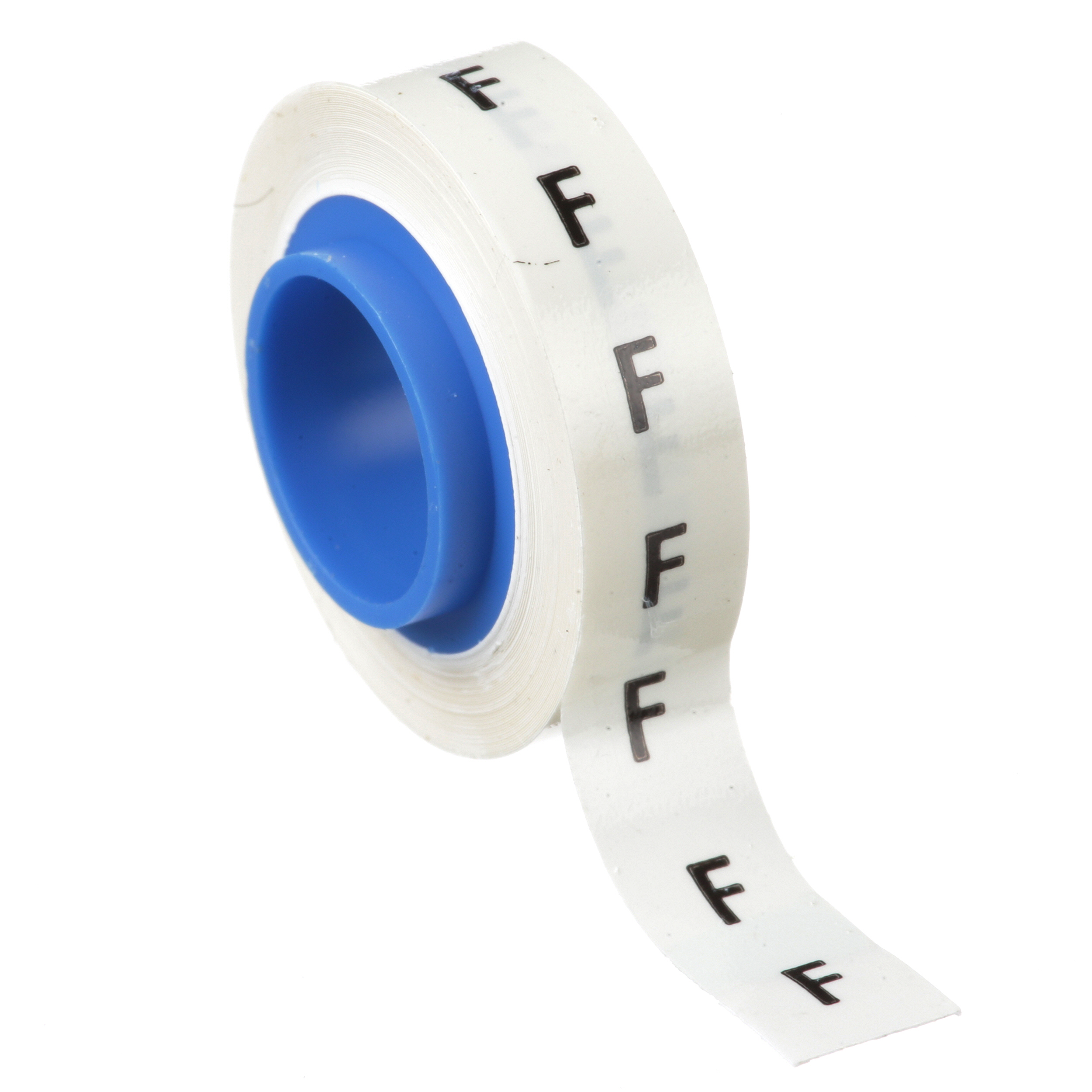Ön Yazdırılmış Etiket Şeritleri, Polyester, 8' rulo, Beyaz, F yazısı sadece, 10'lu Paket
