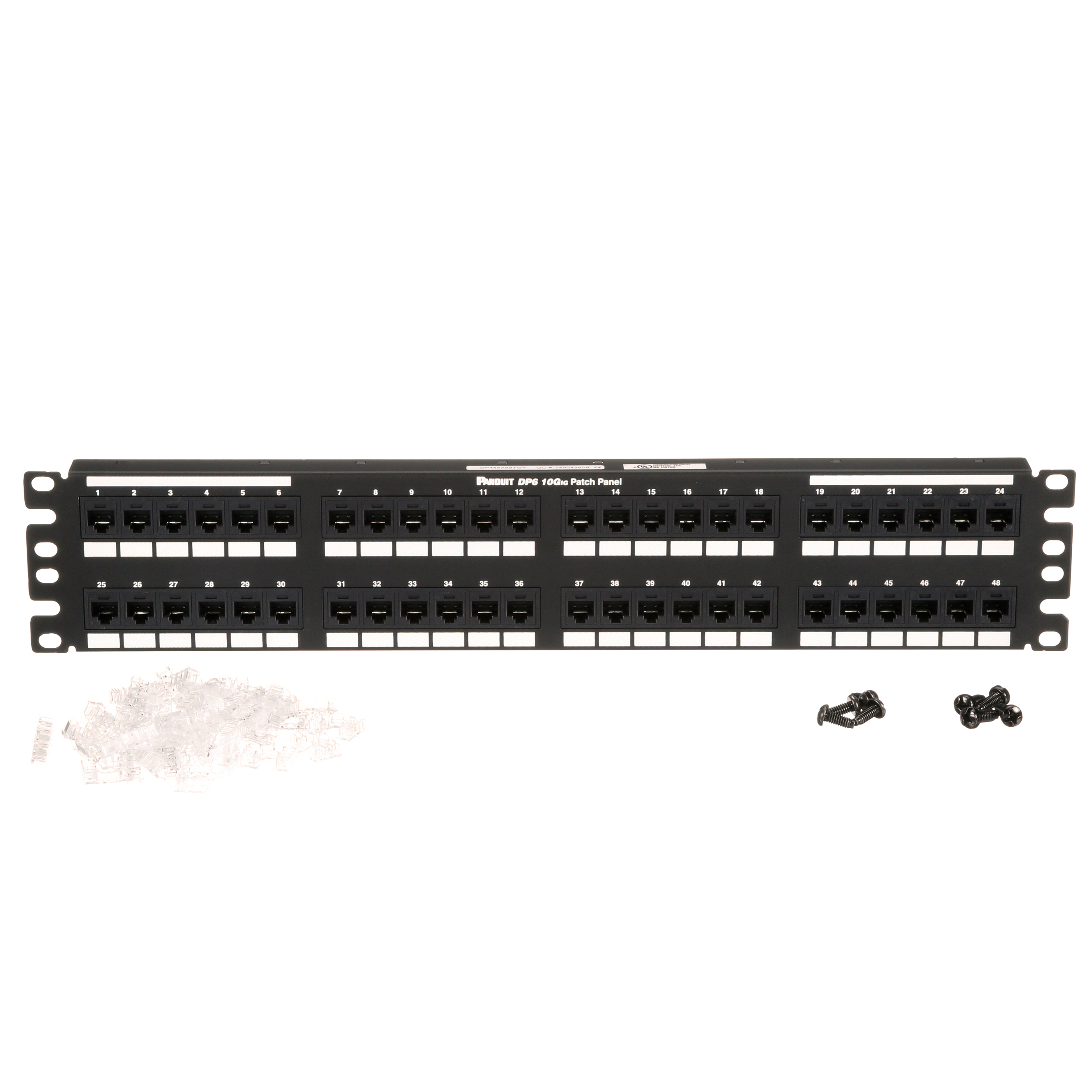 Cat 6A Punched Patch Panel, 48 Port, 2 RU, BL