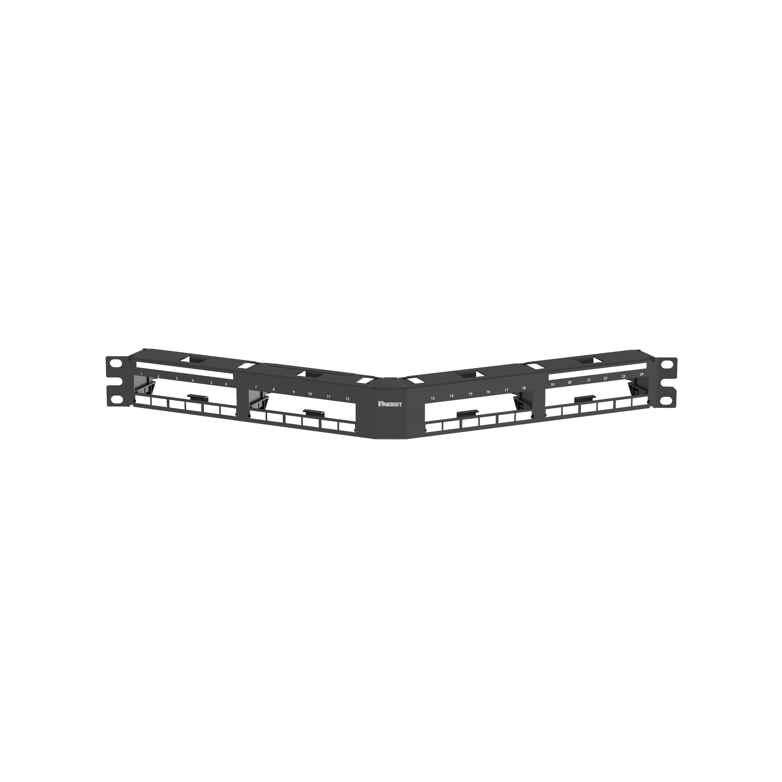 QuickNet™ Dik Açılı Yama Paneli, 24 Port, 1 RU, Siyah