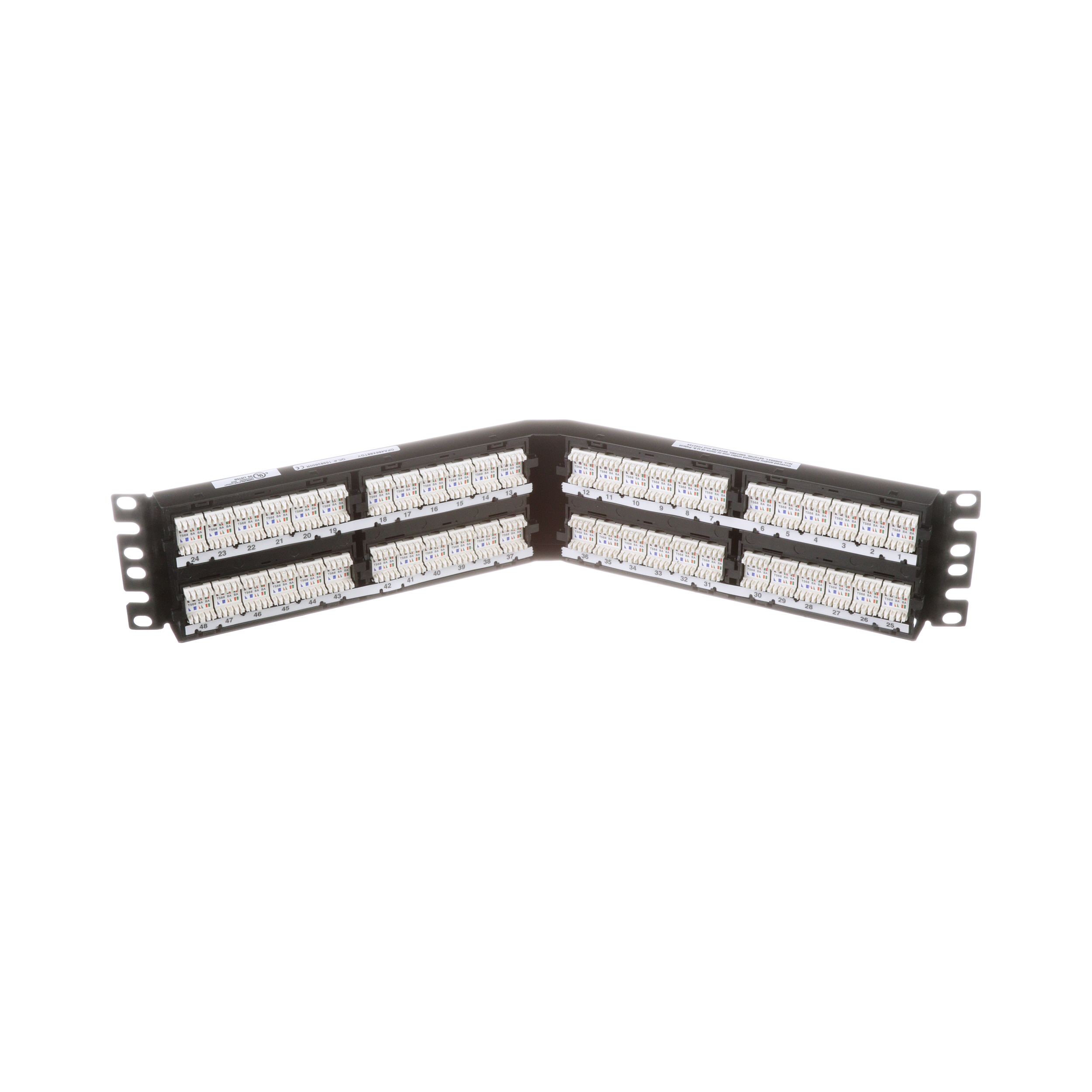 Cat 6A Dik Açılı Çıkış Paneli, 48 Port, 2 RU