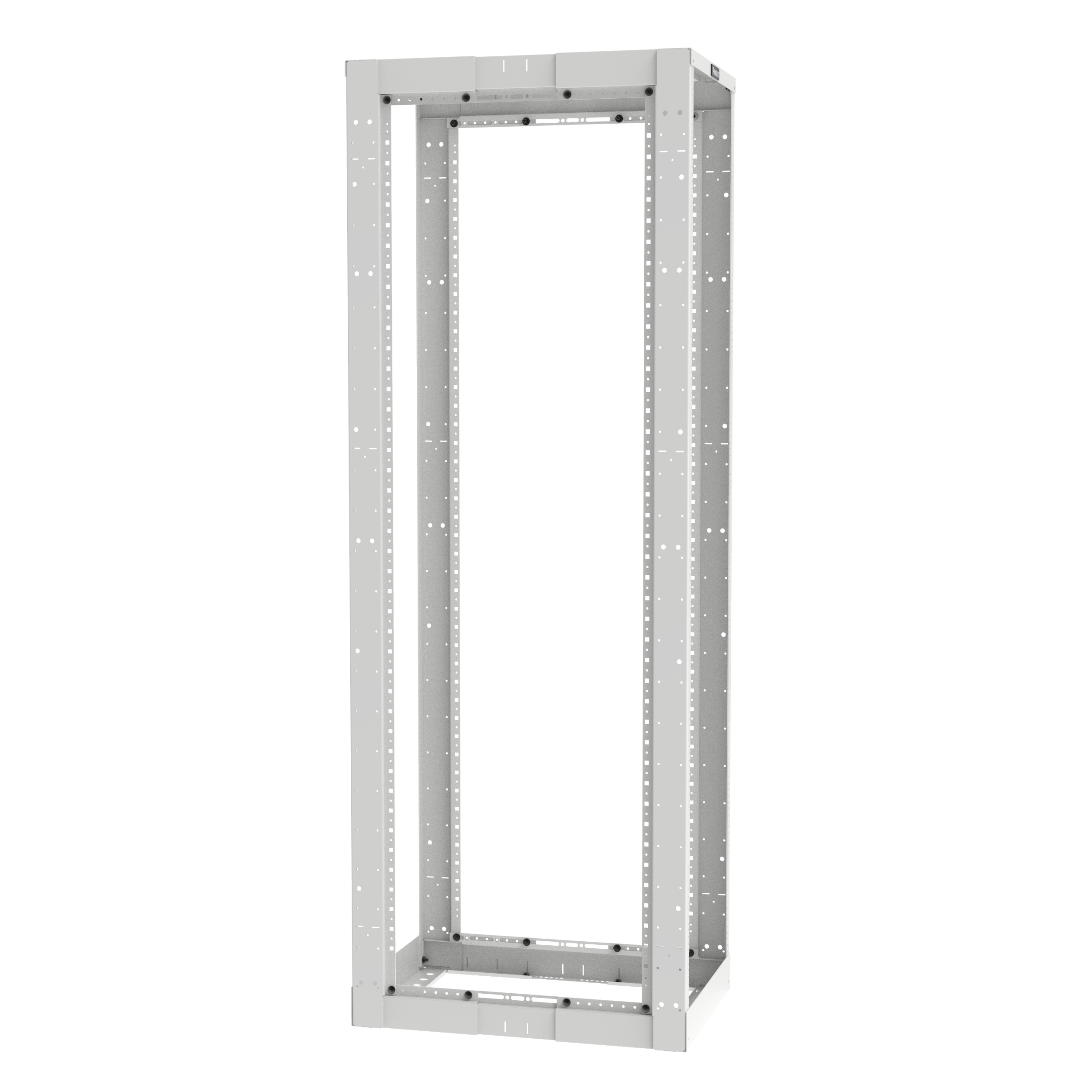 4 Post Rack, Adjustable Depth, 52RU, Cage Nut E-Rails, White