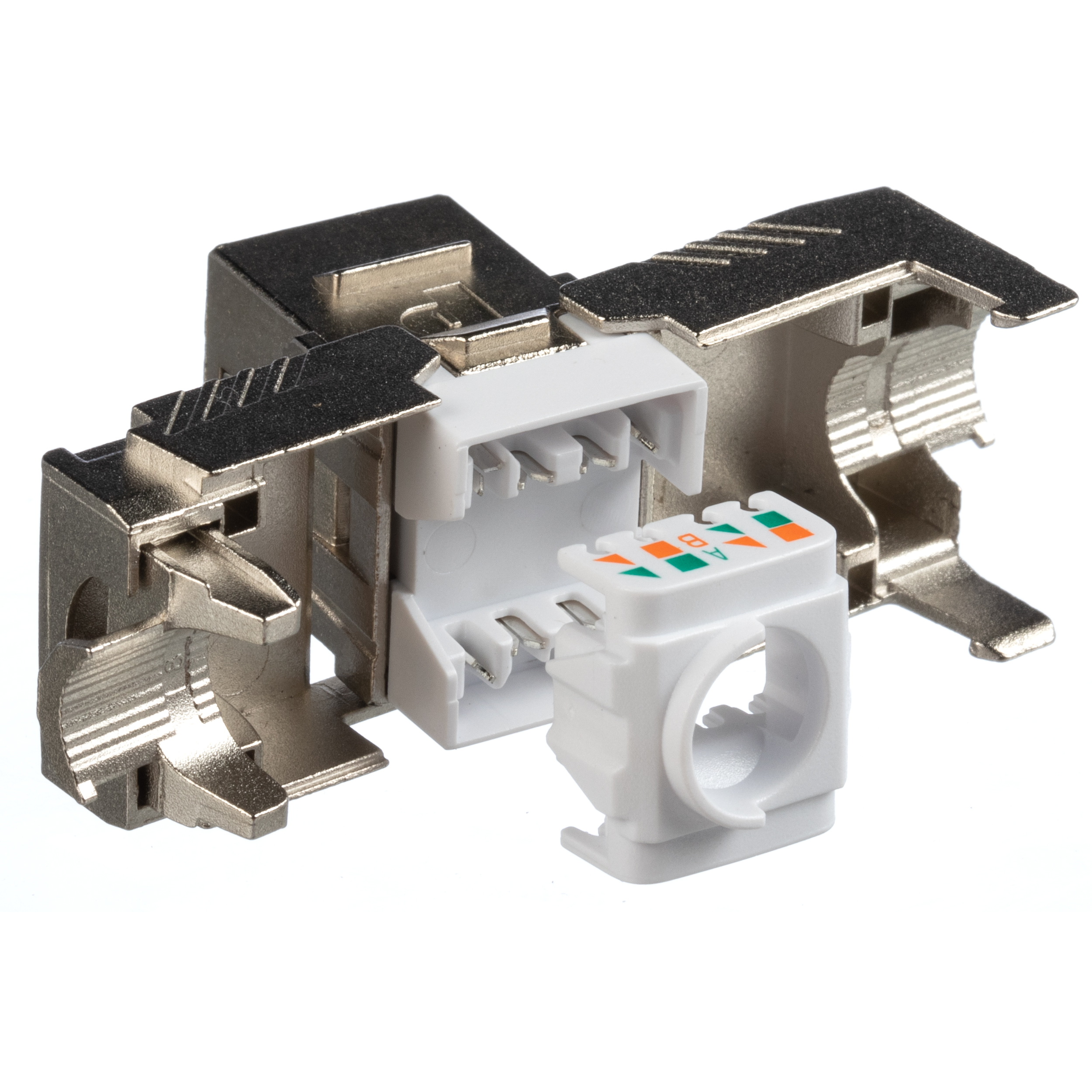 Keystone Cat 6A Shielded Jack, Die-Cast Body with Black Facing