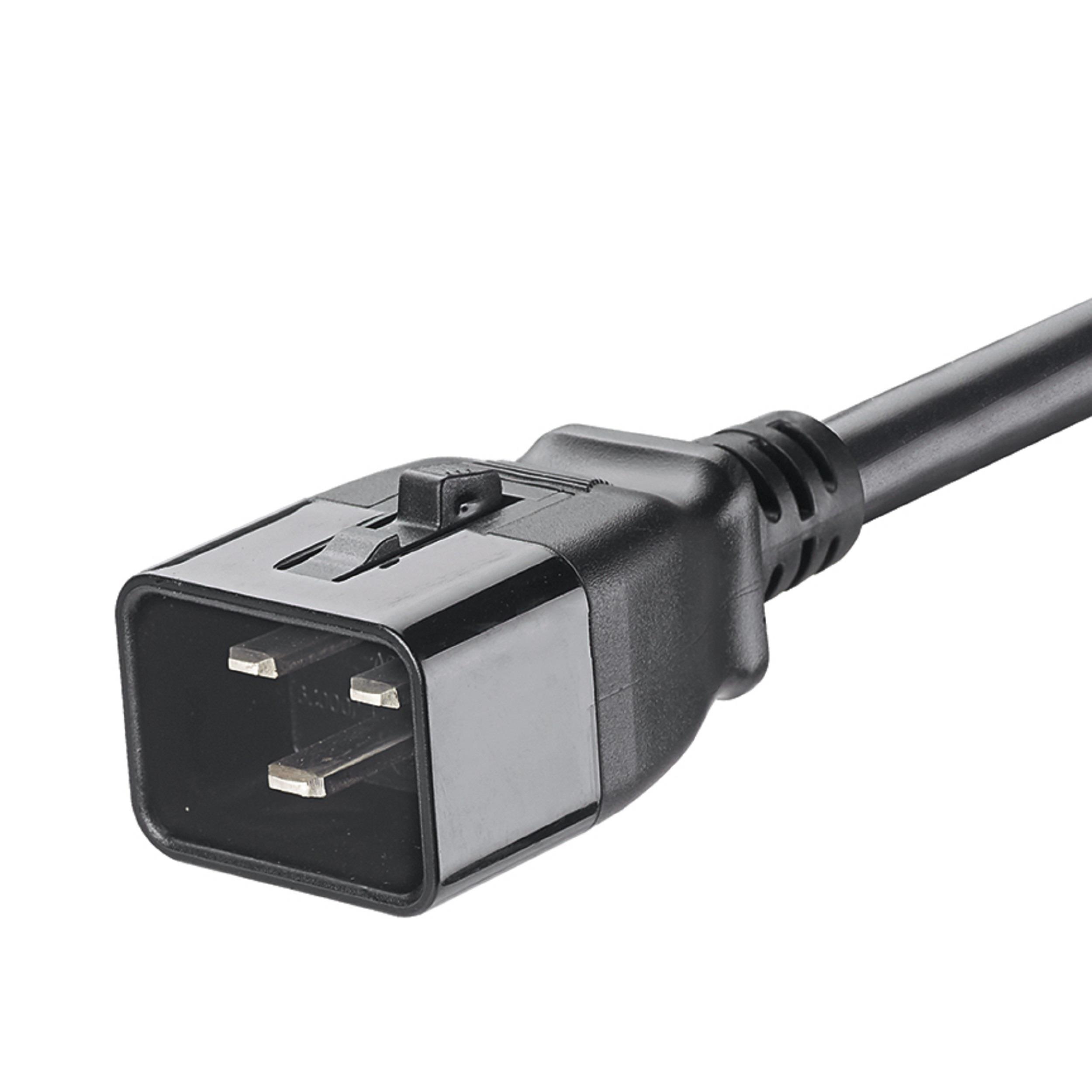 Dual-Locking IT Power Cord, IEC C20 to IEC C19, 6 feet (1.8m), Black