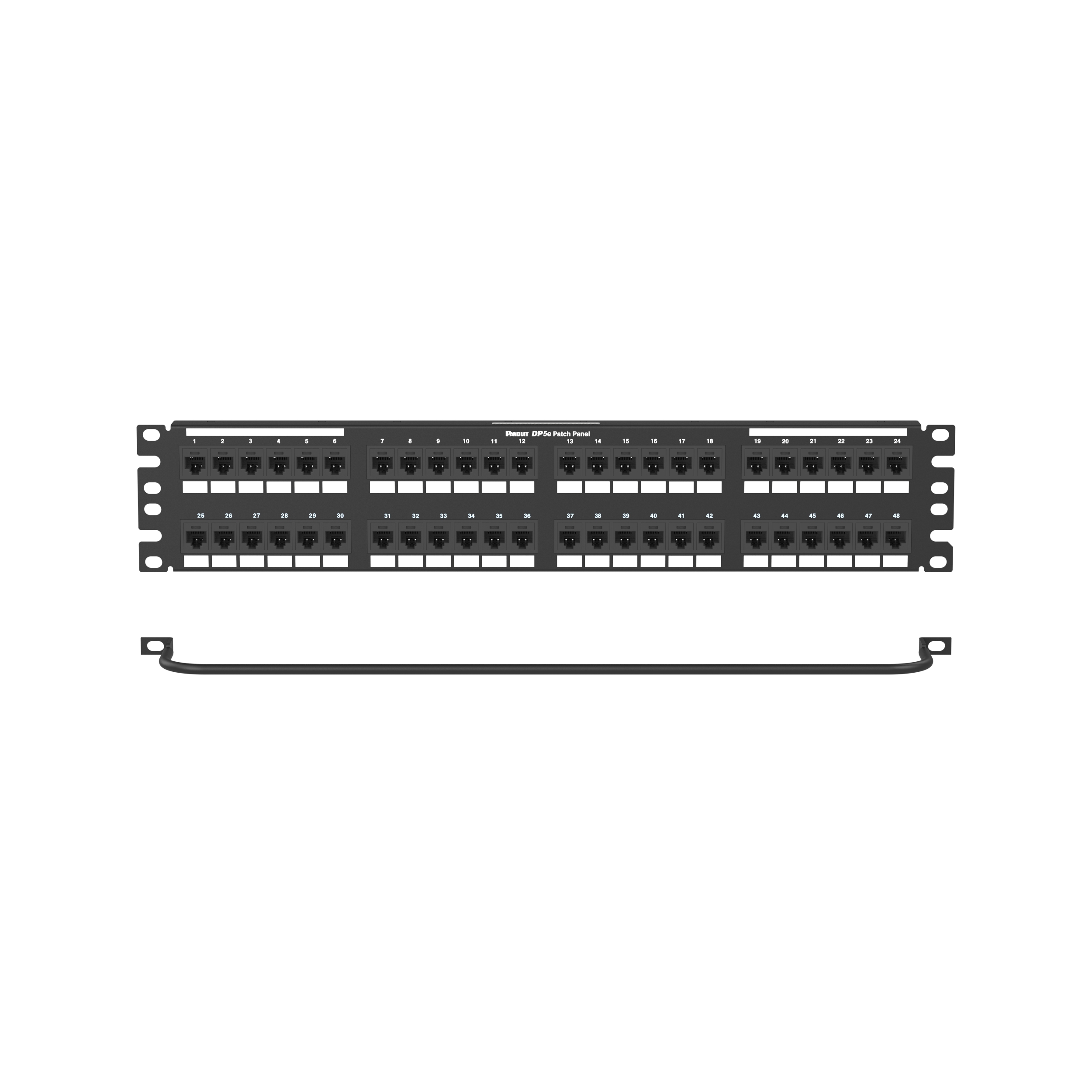 Düz Cat 5e Çıkış Paneli Seti 48 Port, 2RU, Siyah
