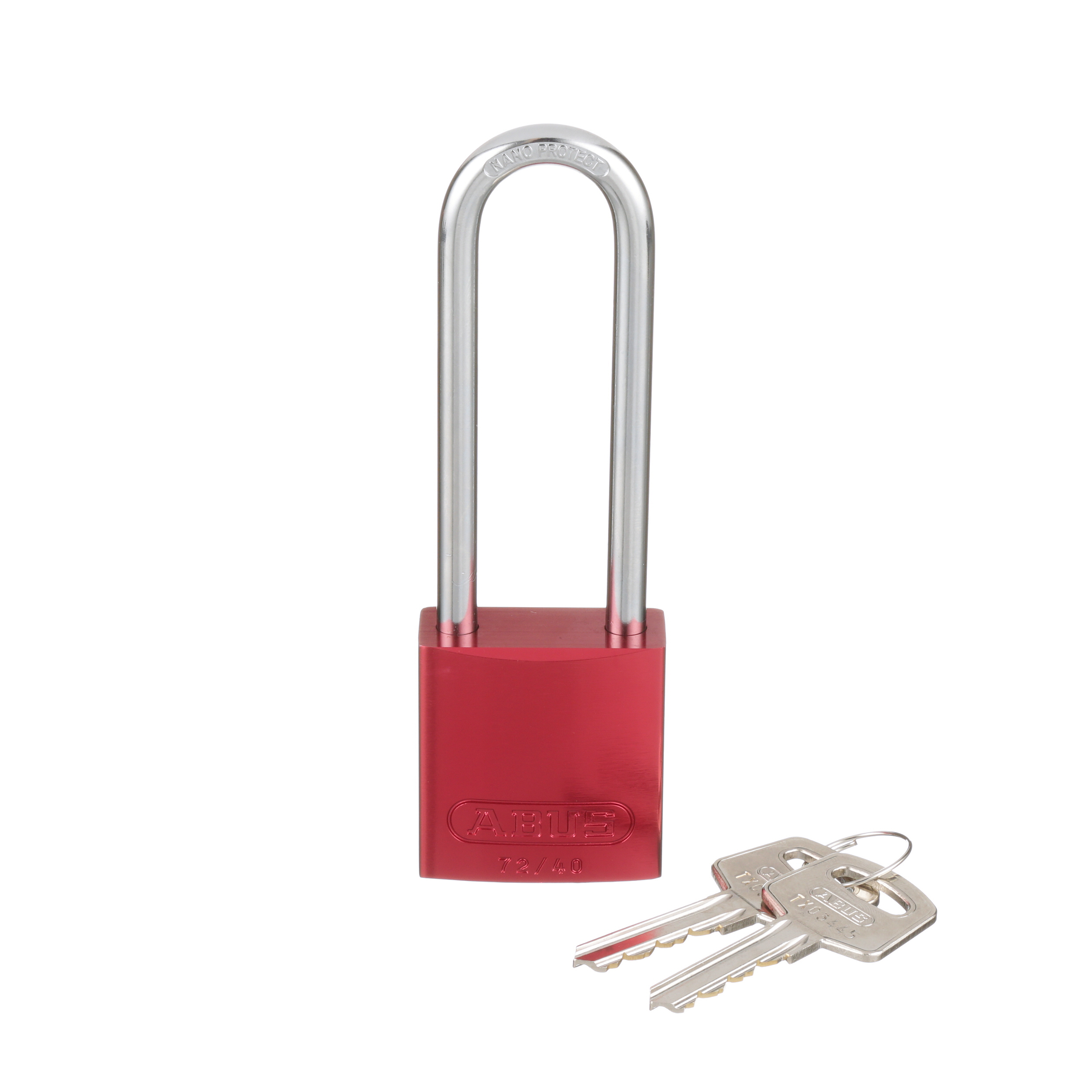Aluminum Body Padlock, Long Shackle, Red