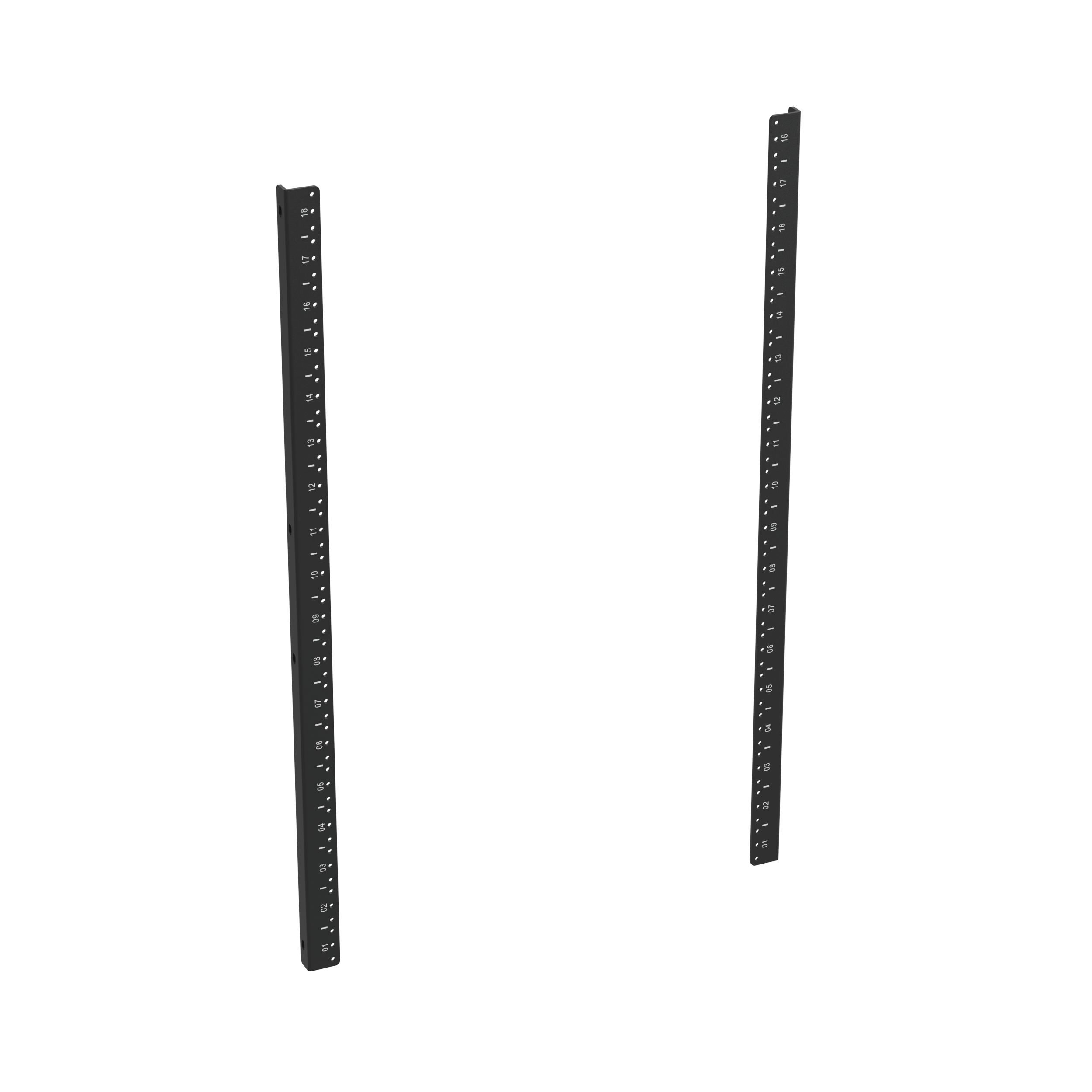 PanZone® Duvar Montaj Kabini Arka Ray Seti, 26,8 inç derinliğe kadar ağ ekipmanları için ek destek sağlayarak, daha geniş bir uygulama yelpazesi için esneklik sunar. 18 RU, 2 Ray, Siyah
