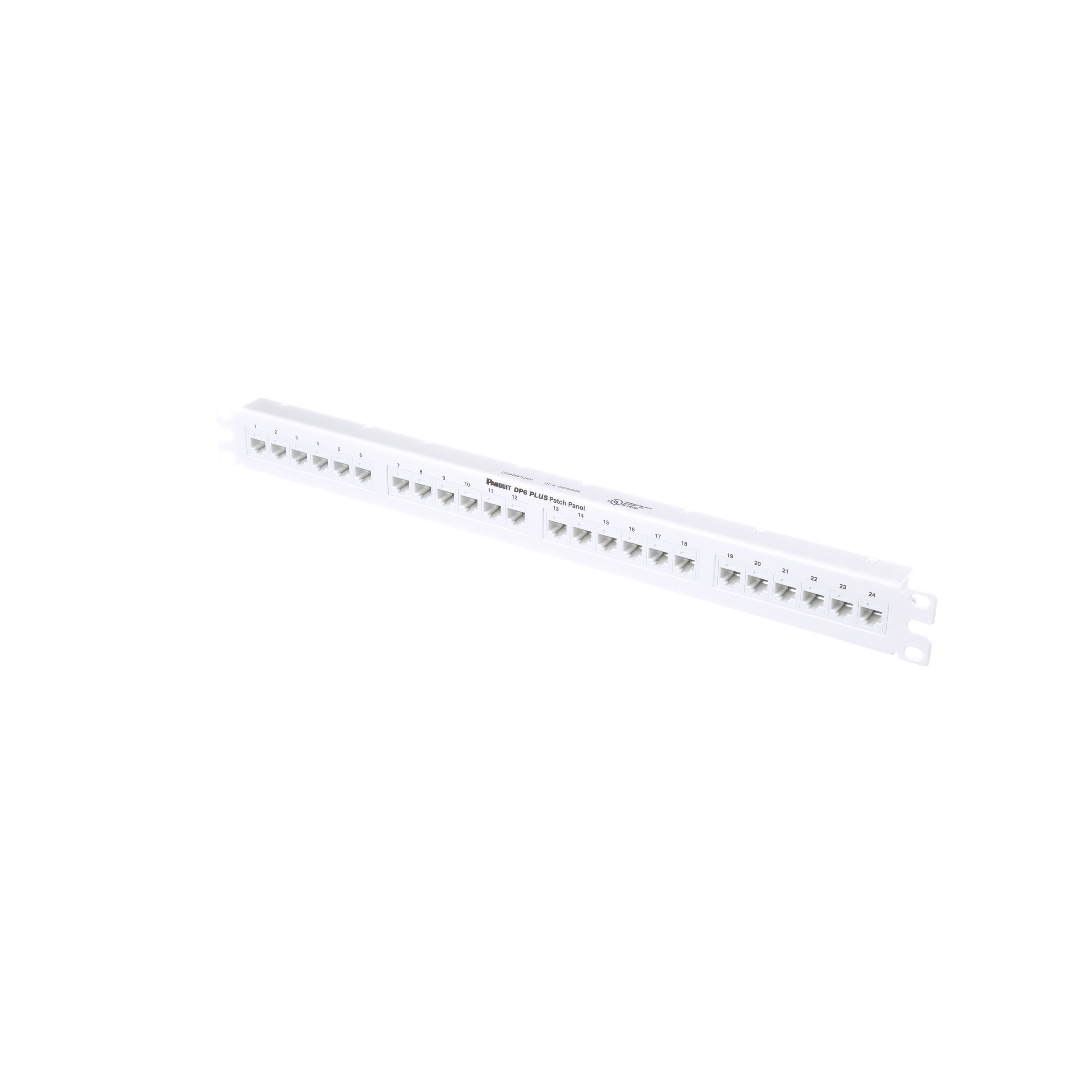 Düz Cat 6 Çıkış Paneli 24 Port, 1RU, Beyaz