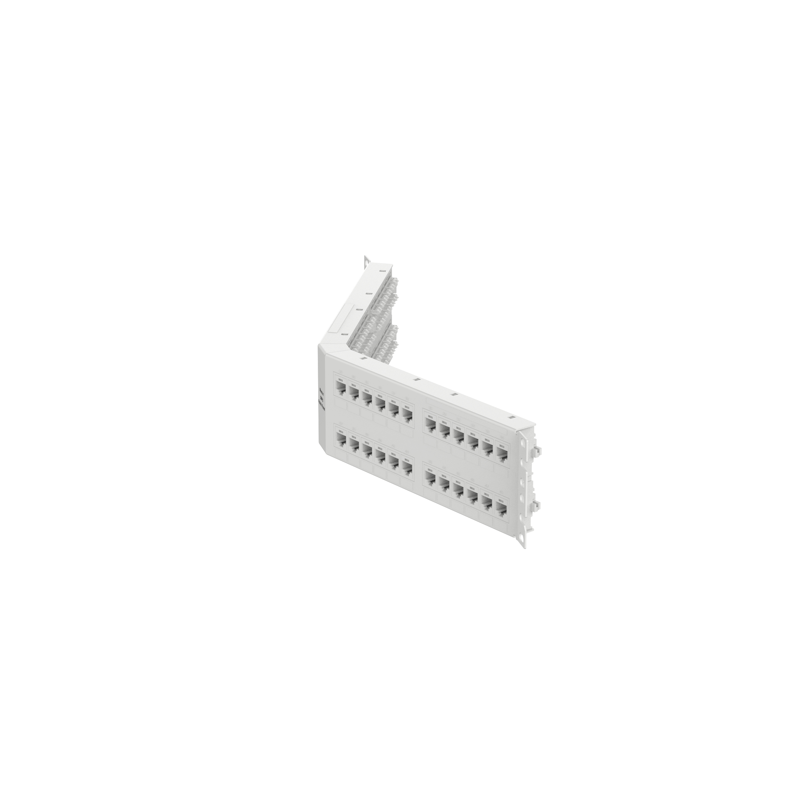 Angled Cat 6 Punchdown Patch Panel 48 Ports, 2RU, White