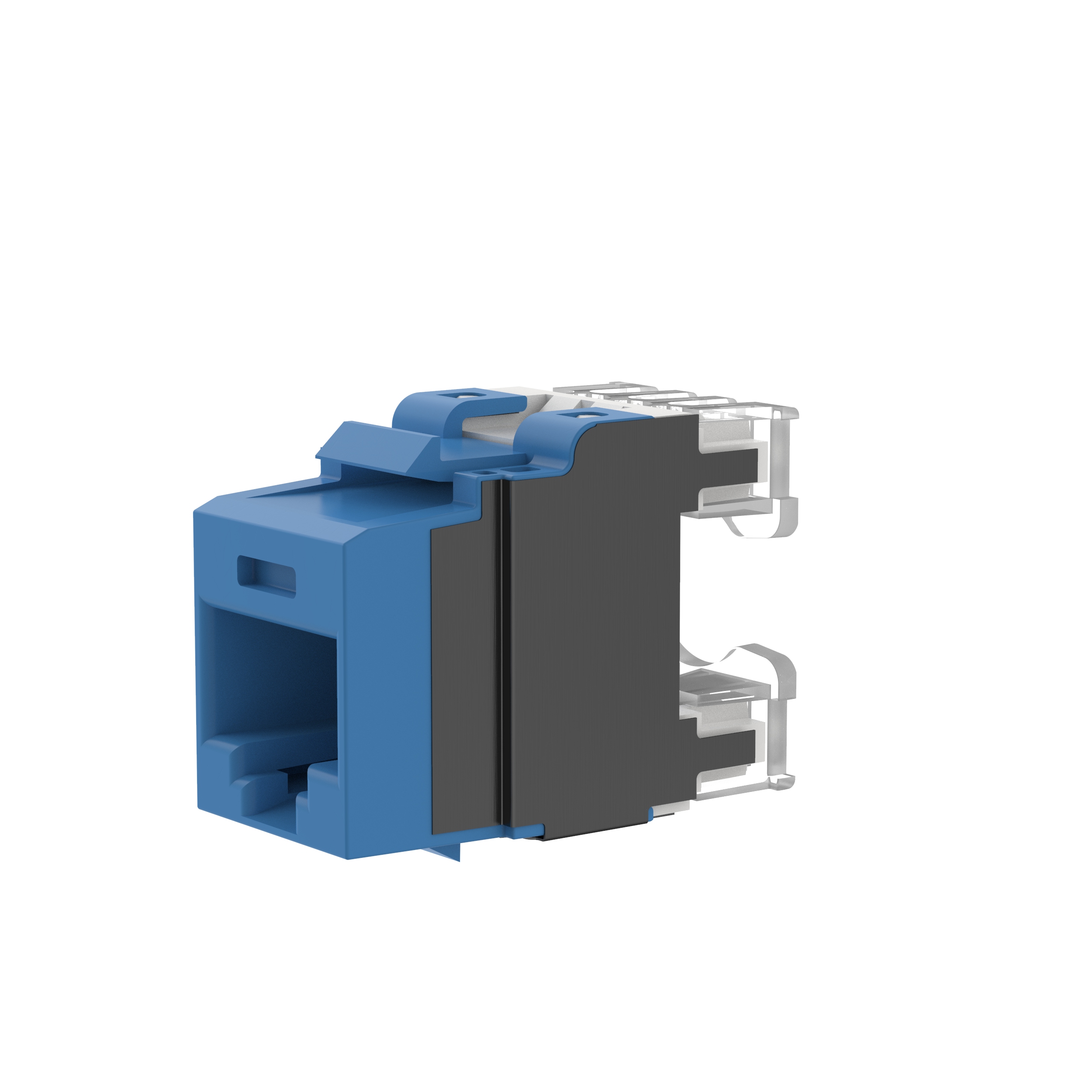 Bükümlü Çift RJ45 Cat 6A Keystone Çıkış Jak Modülü, BU