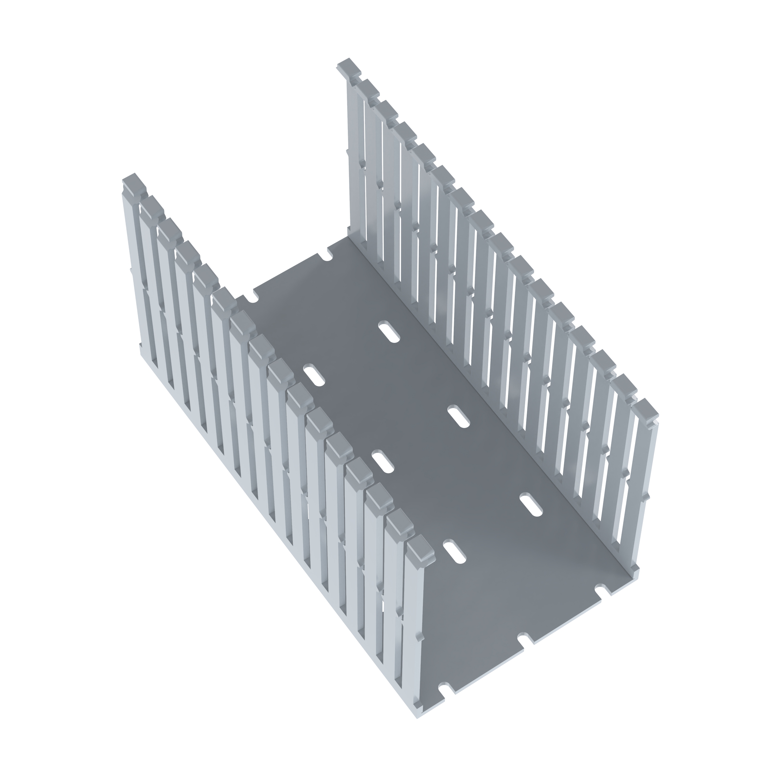 Dar Oluklu Kablo Kanalı, PVC, 101.6 mm x 127 mm x 1828.8 mm, Açık Gri