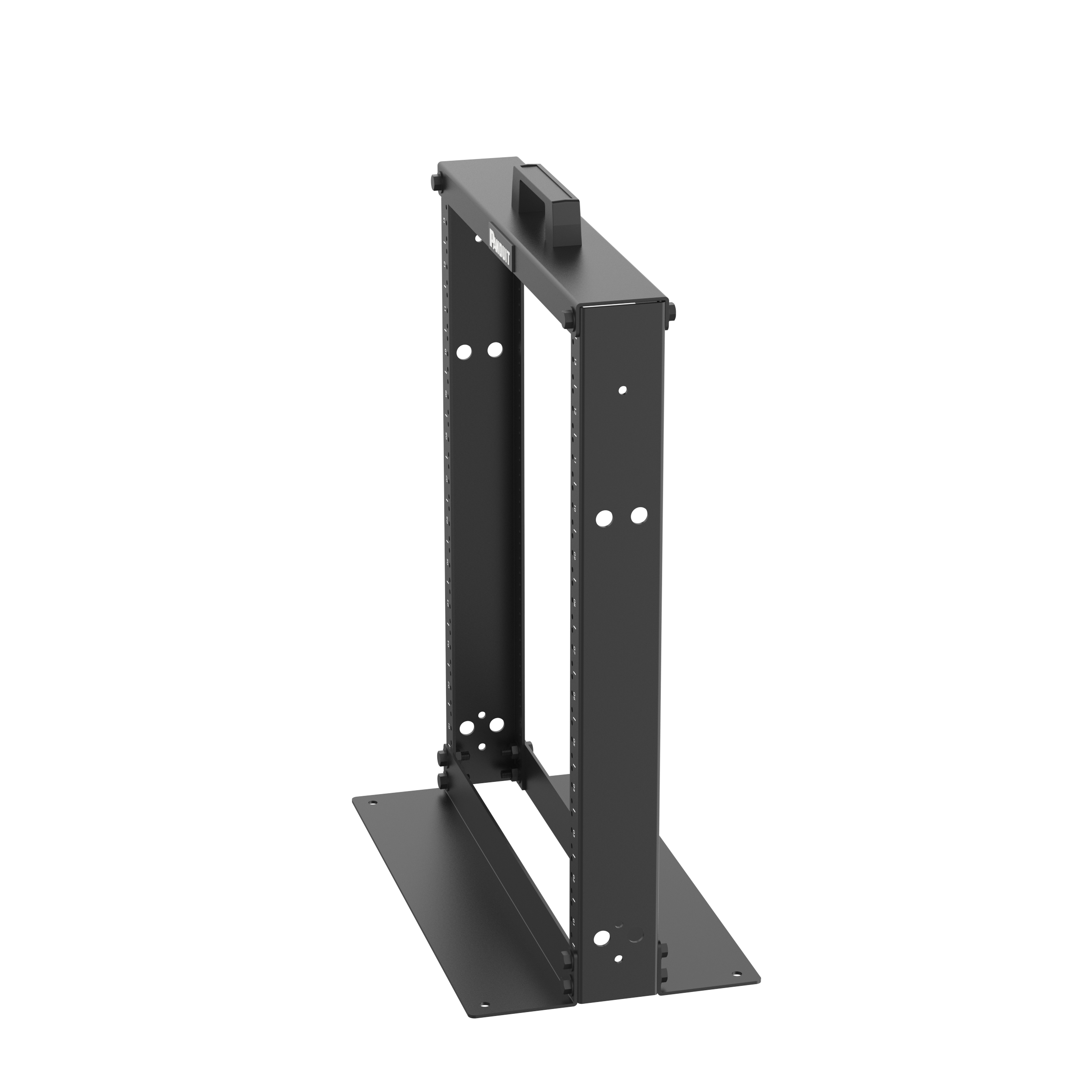 2 Post Rack, 13RU, #12-24 Dişli E-Raylar, Alüminyum, Siyah