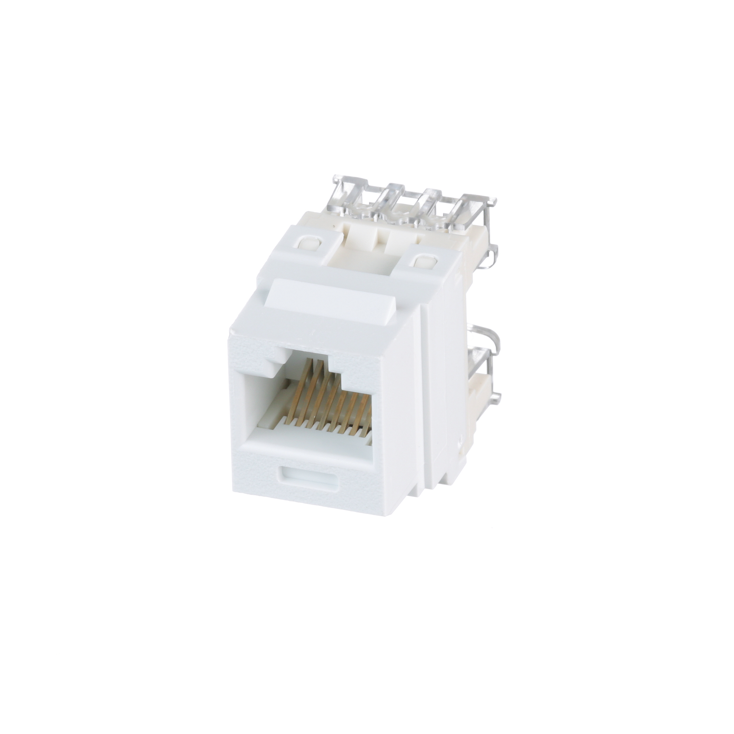 Bükümlü Çift RJ45 Cat 6 Çıkış Keystone Jak Modülü, Beyaz