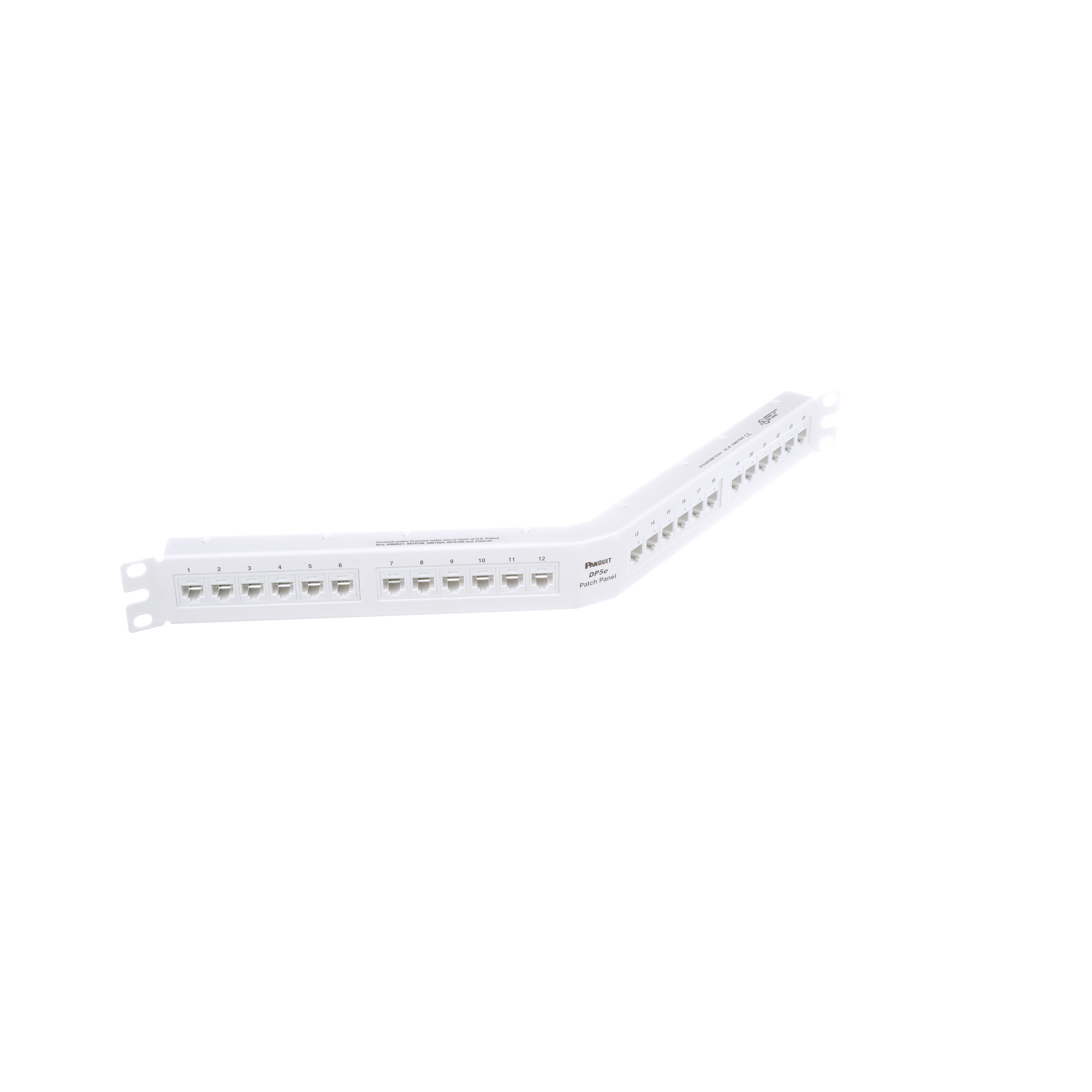 Açı Katlı Cat 5e Çıkış Paneli 24 Port, 1RU, Beyaz