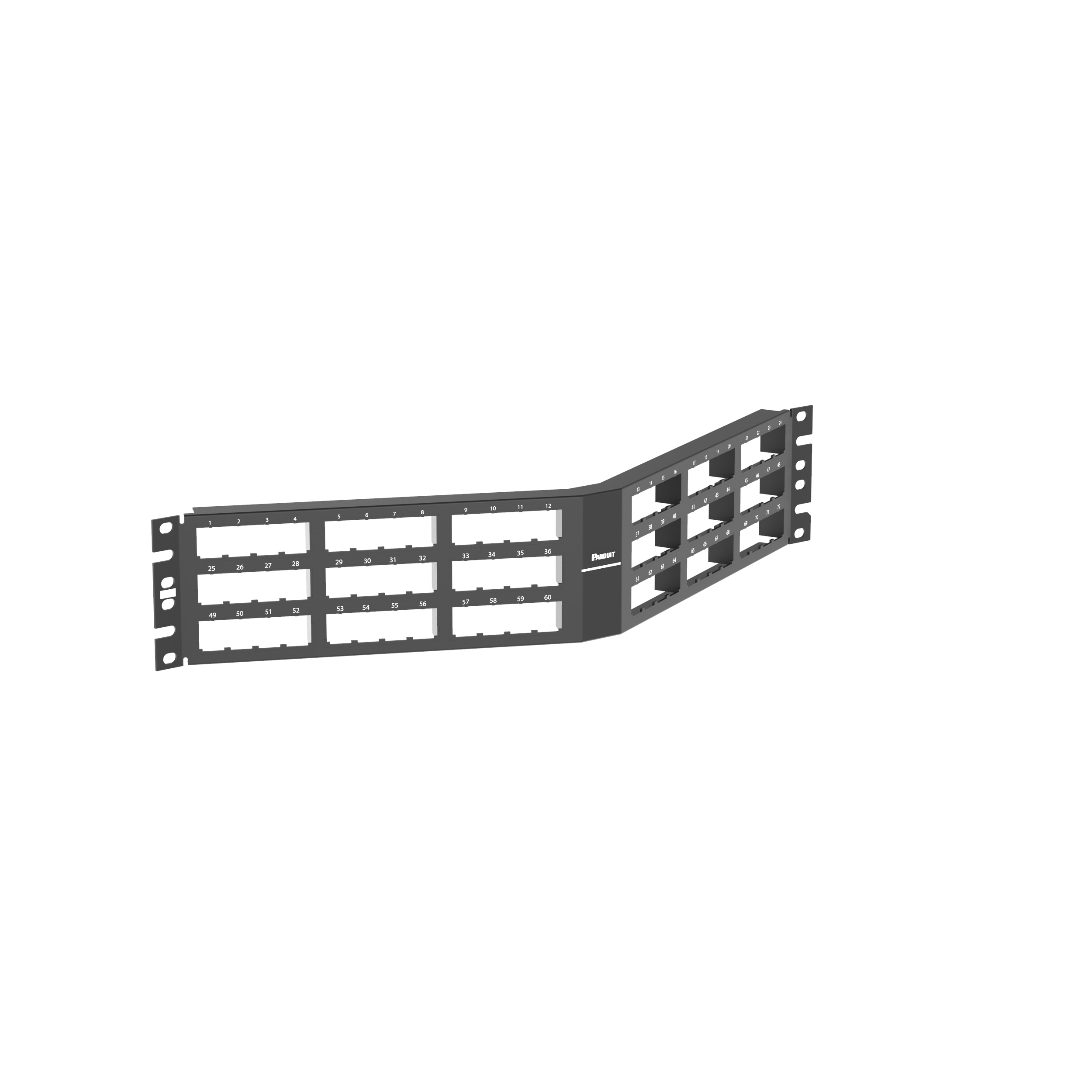 Mini-Com® Ang Flush Patch Panel, 72 Port, 3 RU, BL