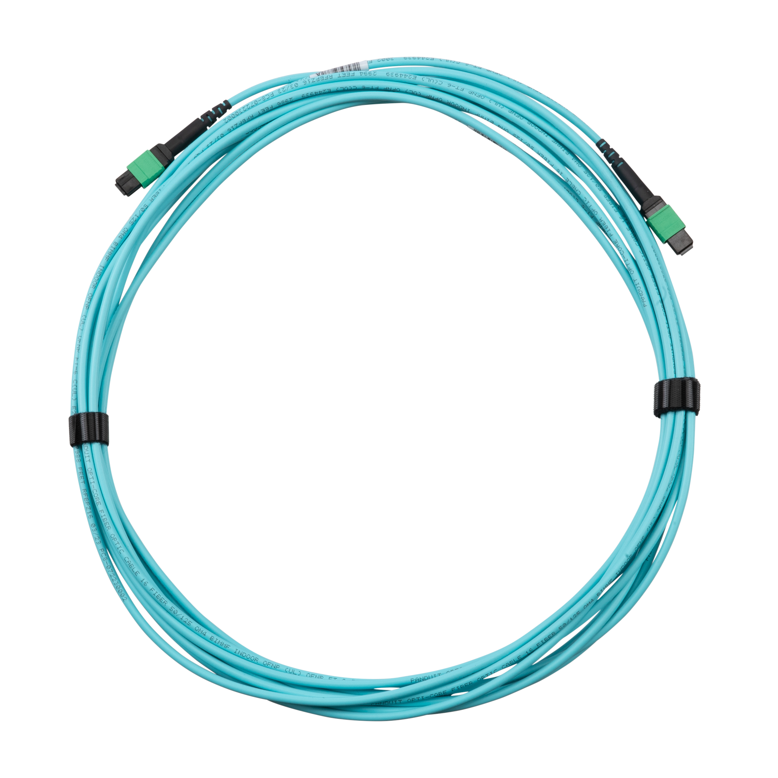 OM4 16-Fiber Bağlantı Kablosu, LSZH, MPO-16 Erkek APC'den MPO-16 Erkek APC'ye, Polarite B, Optimize Edilmiş IL, 10 Metre