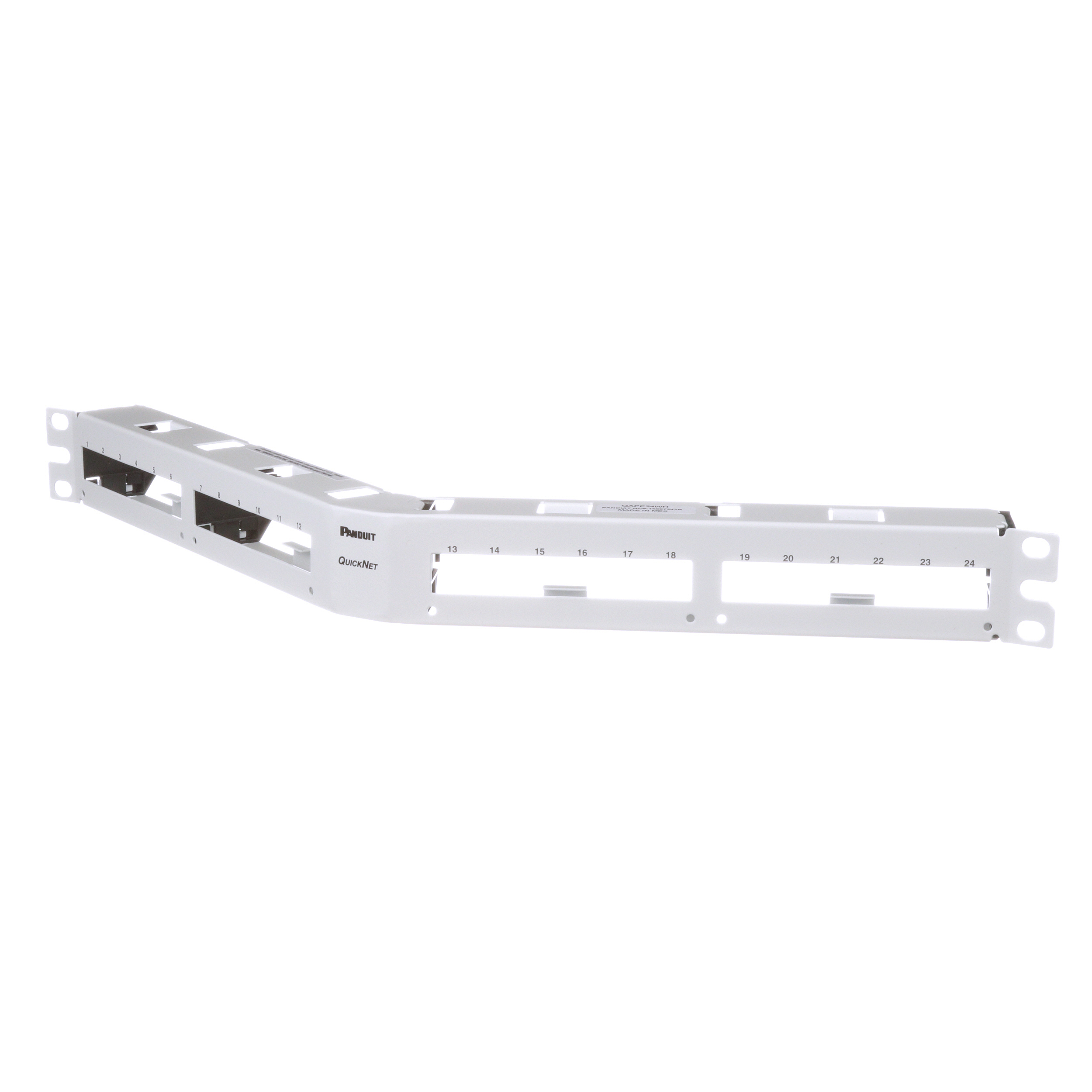 QuickNet™ Patch Panel, Dik Açılı, 24 Port, 1 RU, Beyaz