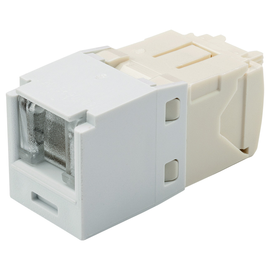UTP RJ45 Cat 6 Shuttered TG Jack Module, White