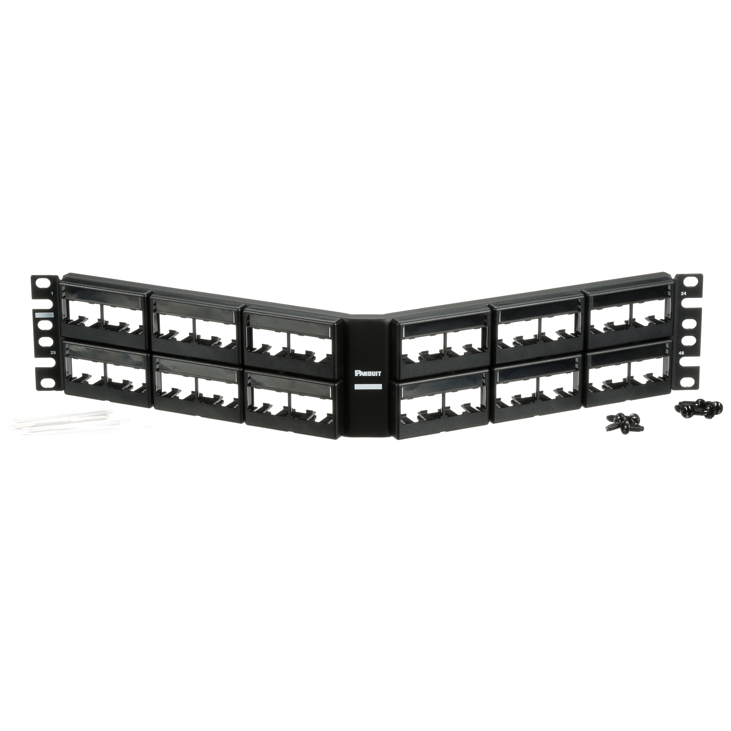 Mini-Com® Angled Patch Panel, 48 port, 2 RU, BL
