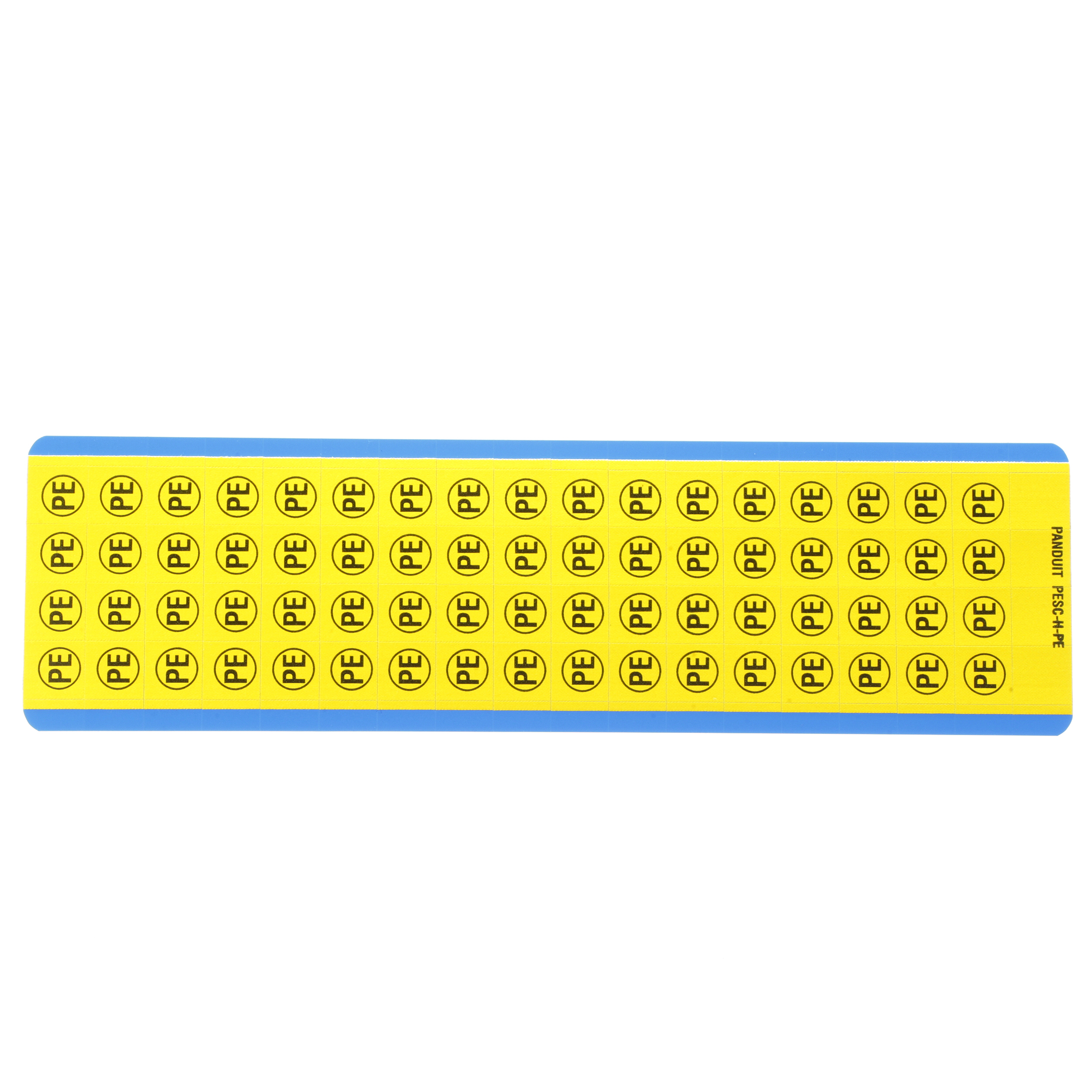 Symbole élec. PE entouré 13x13mm Noir sur Jaune 68/carte Cdt.10 cartes
