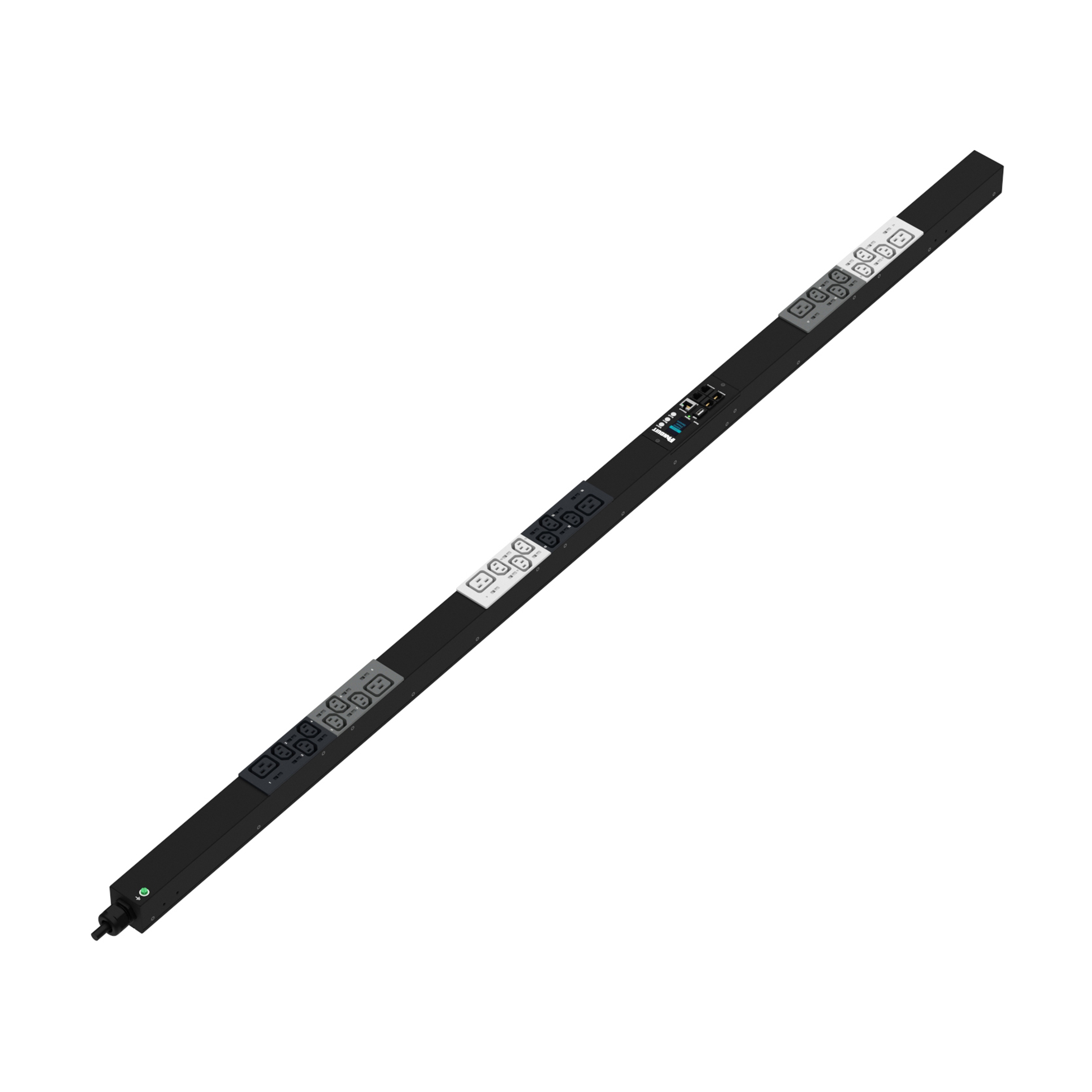 MO PDU, 16AMP, (18)C13, (6)C19, IEC 60309 3P+N+E 6h 16A-3M, Siyah, Dikey