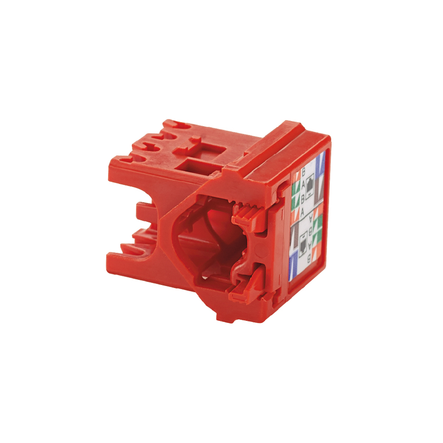 UTP Cat 5e Right Angle Jack Wirecap, Red
