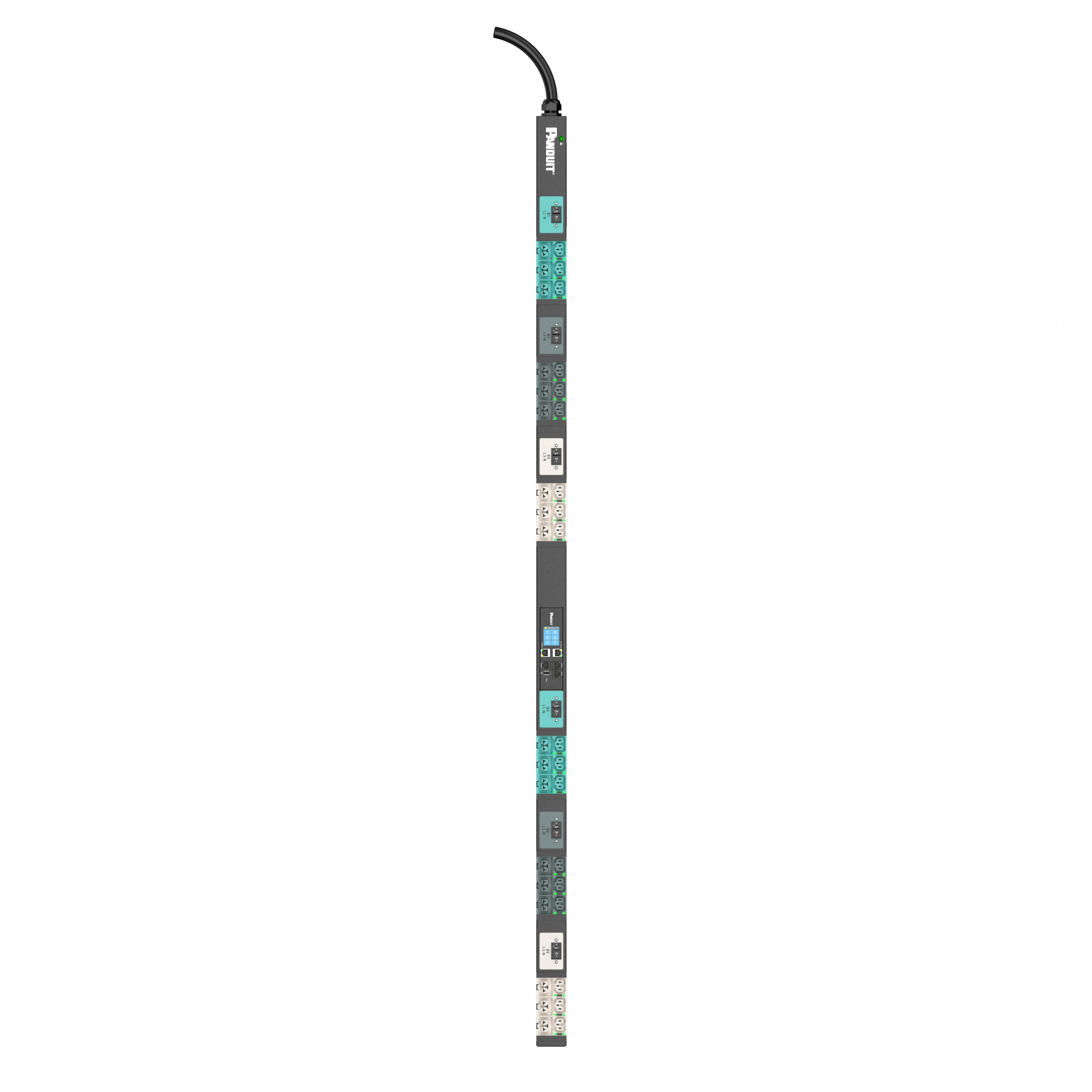 EL2P MSPO PDU, 32/30 AMP, (18)C13/C15, (18)C13/C15/C19/C21, IEC 60309 3P+N+E 6h 32A/30A (IP44), SİYAH