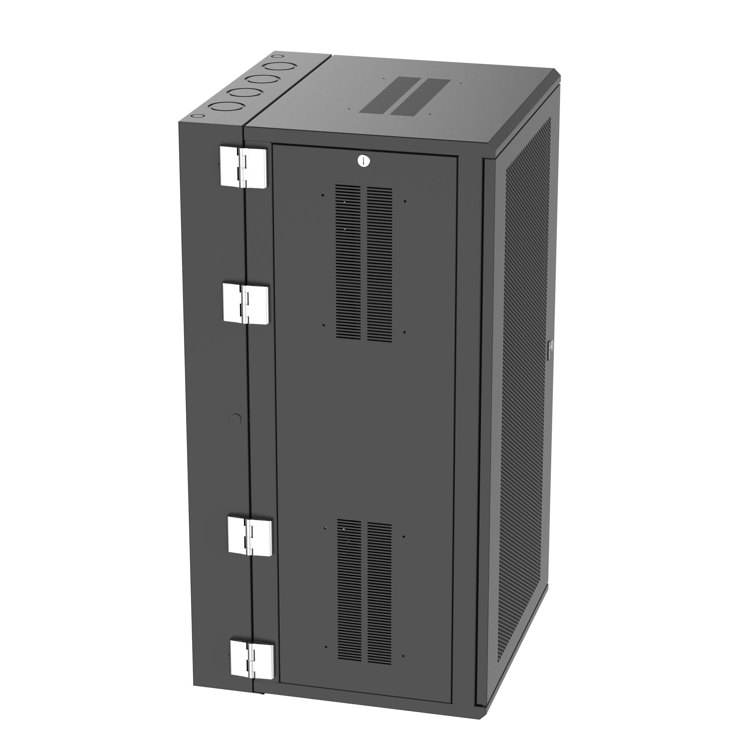 PanZone® Duvar Montajlı Kabin, 26RU, 25" Derinlik, Perforlu Kapı, Siyah