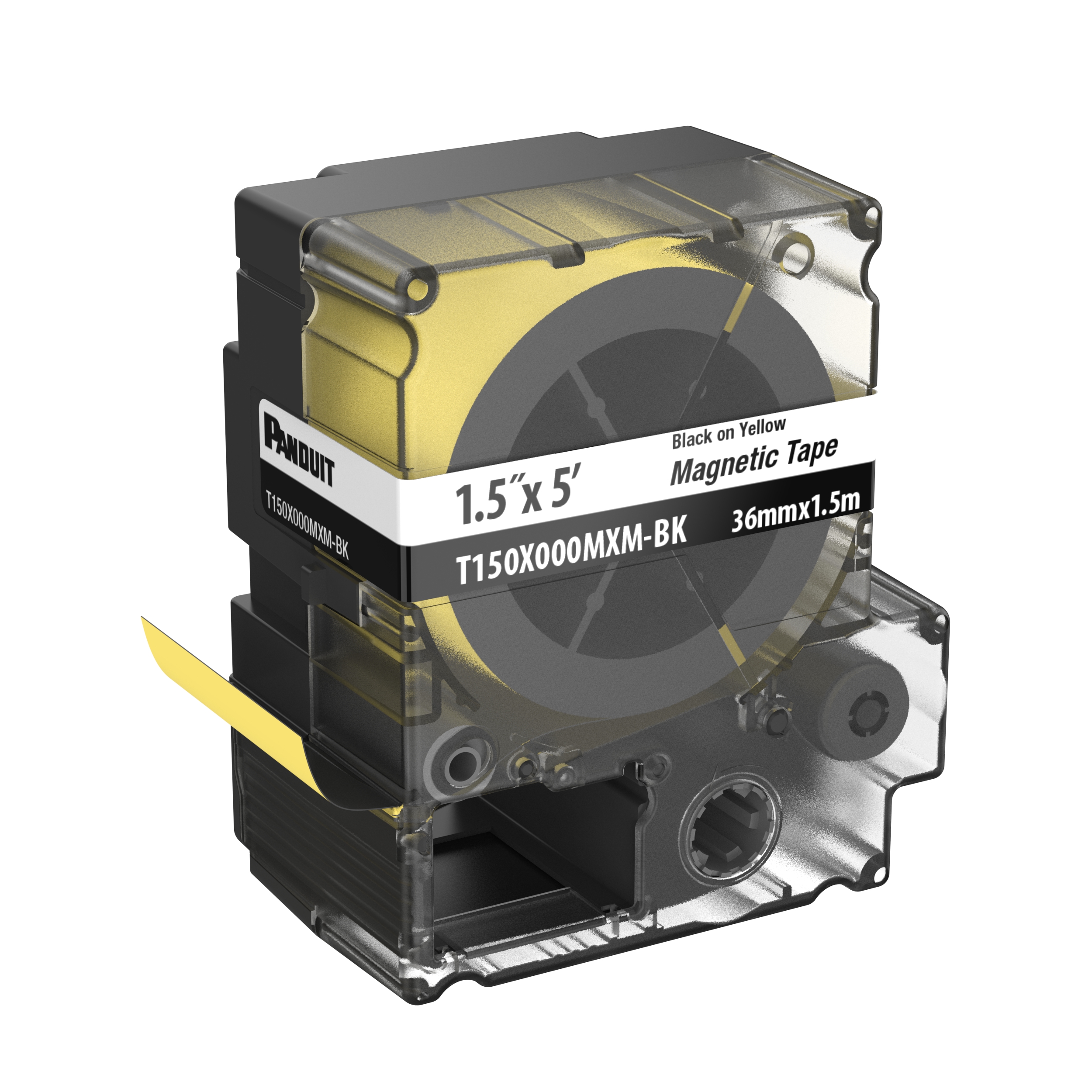 MP Printer Cont. Tape,Safety & ID, Magnetic, Black/Yellow, 36mm W