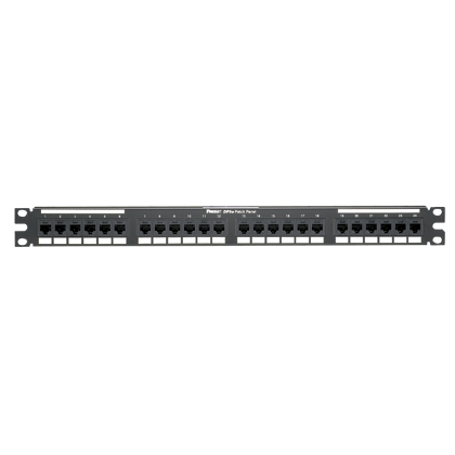 Düz Cat 5e Çıkış Paneli 24 Port, 1RU, Siyah