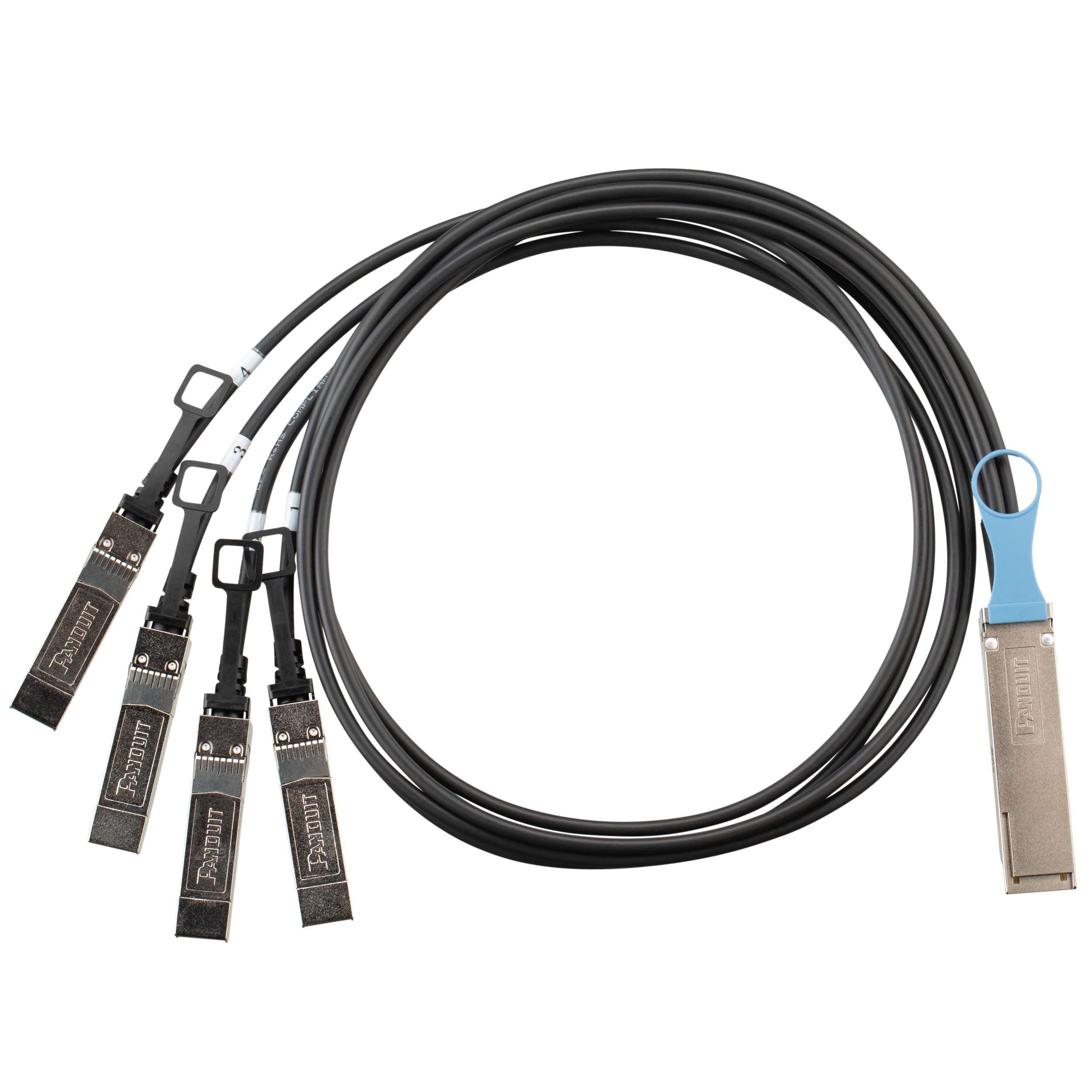 100G QSFP28 to 4x SFP28 25G DAC Breakout, 30AWG, 1M, Black