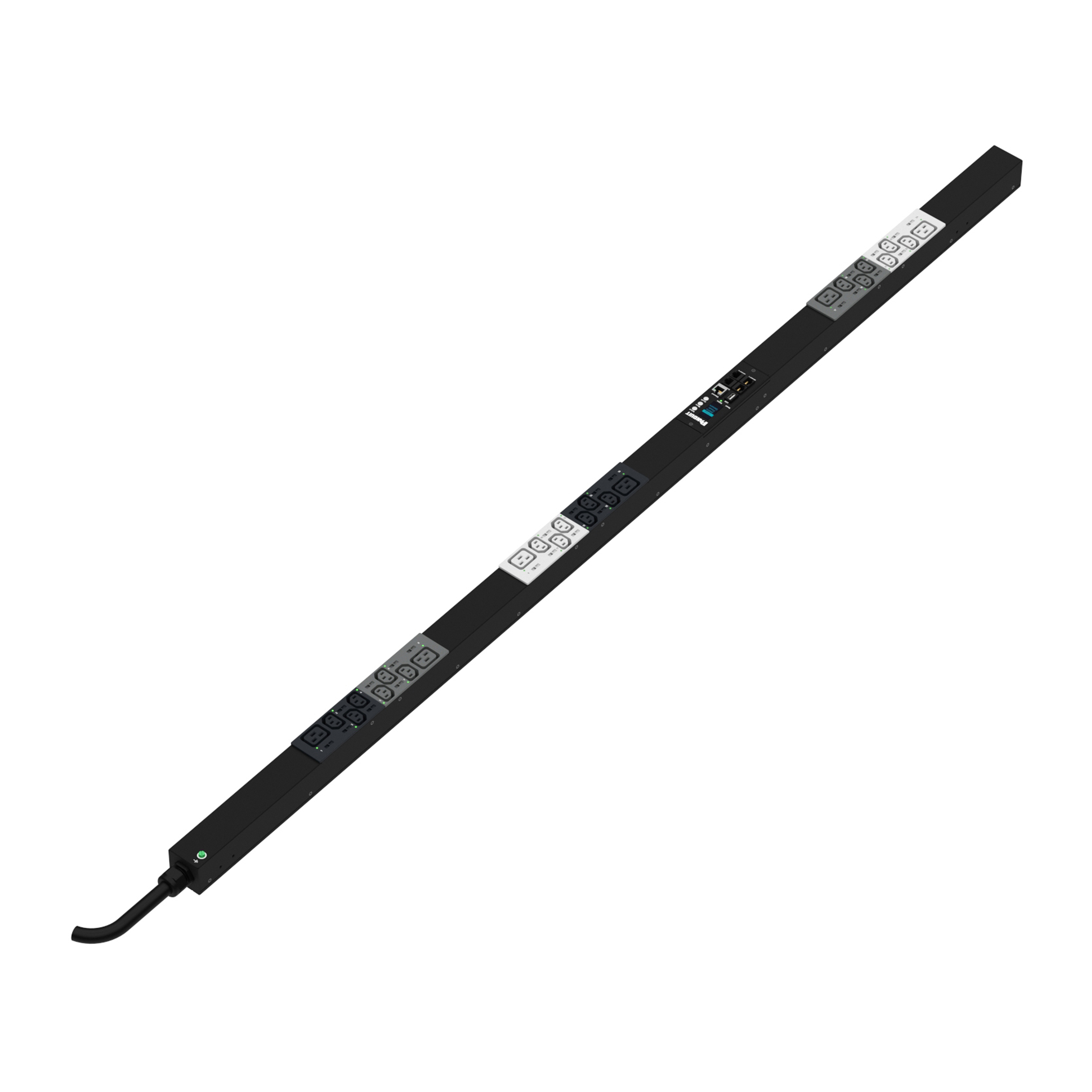 MSPO PDU, 16AMP, (18)C13, (6)C19, IEC 60309 3P+N+E 6h 16A-3M, Siyah, Dikey