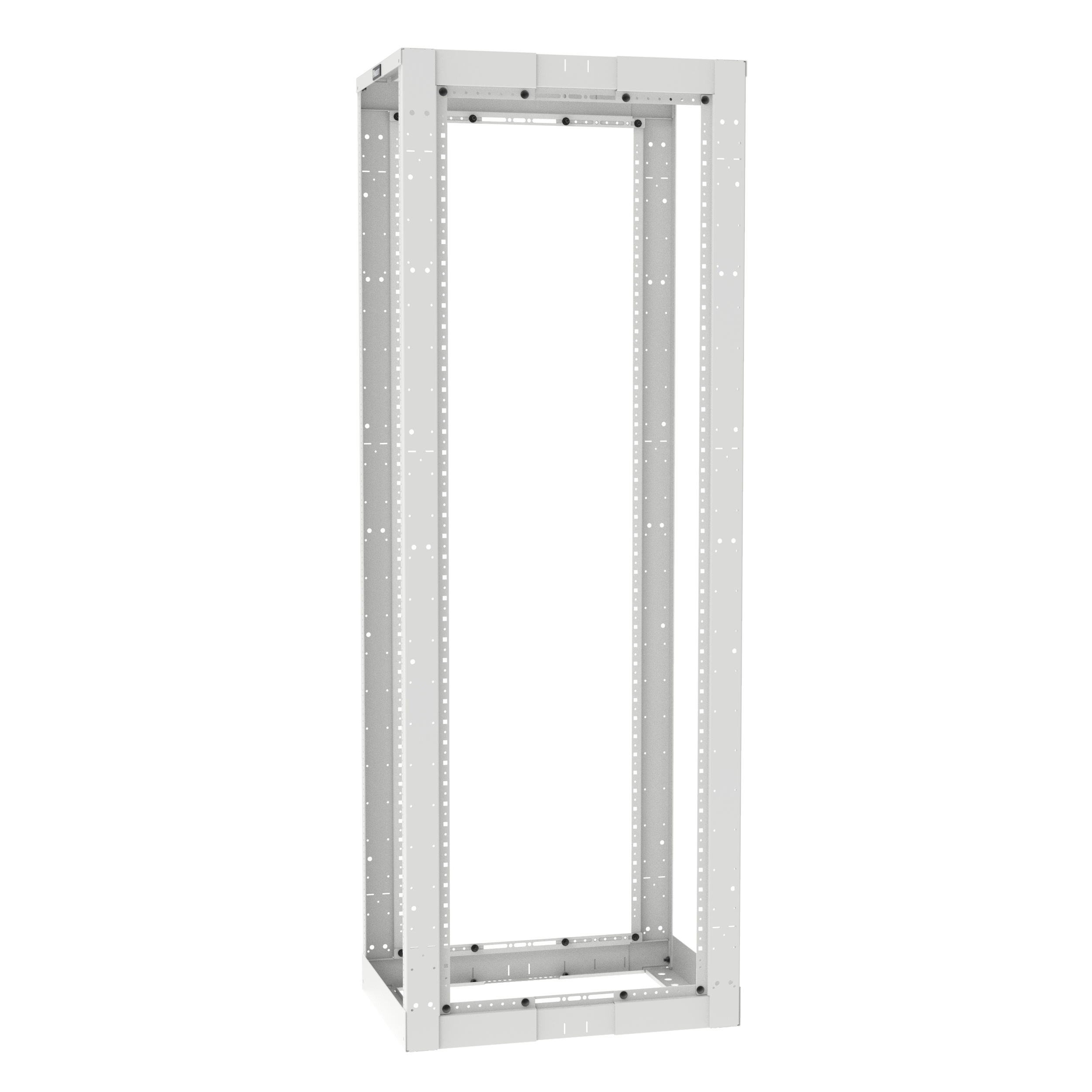 4 Post Rack, Adjustable Depth, 52RU, Cage Nut E-Rails, White