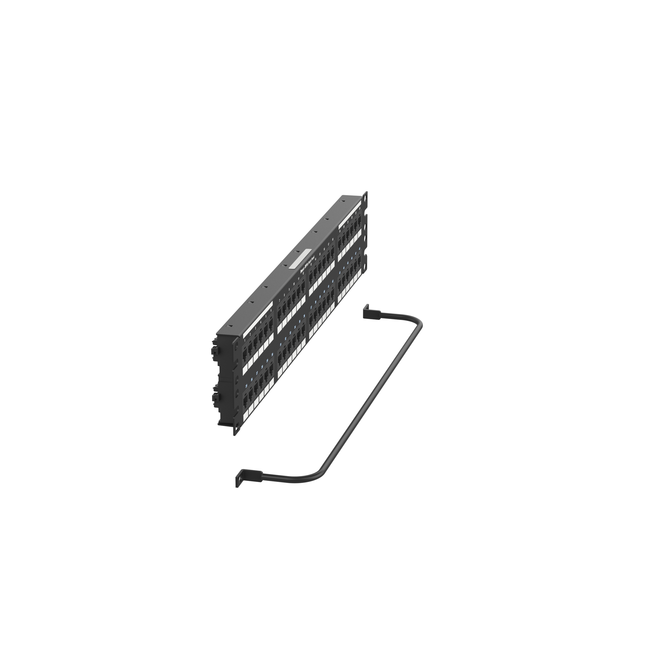 Düz Cat 5e Çıkış Paneli Seti 48 Port, 2RU, Siyah