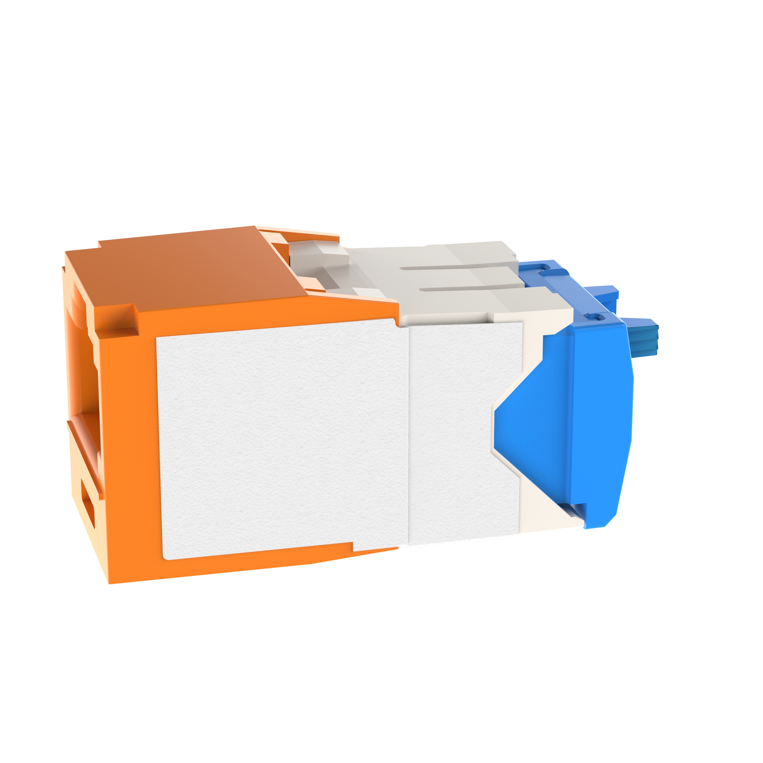 Bükümlü Çift RJ45 Cat 6A Kilitlemeli TG Jak Modülü, Turuncu