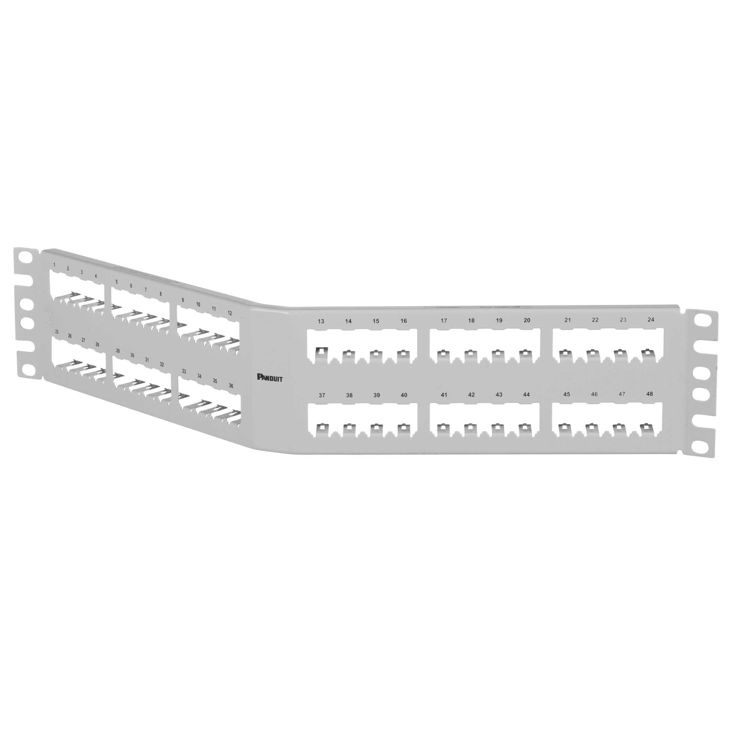 Yama Paneli, 48 Port, 2 RU, Beyaz, Korumalı, Dik Açılı