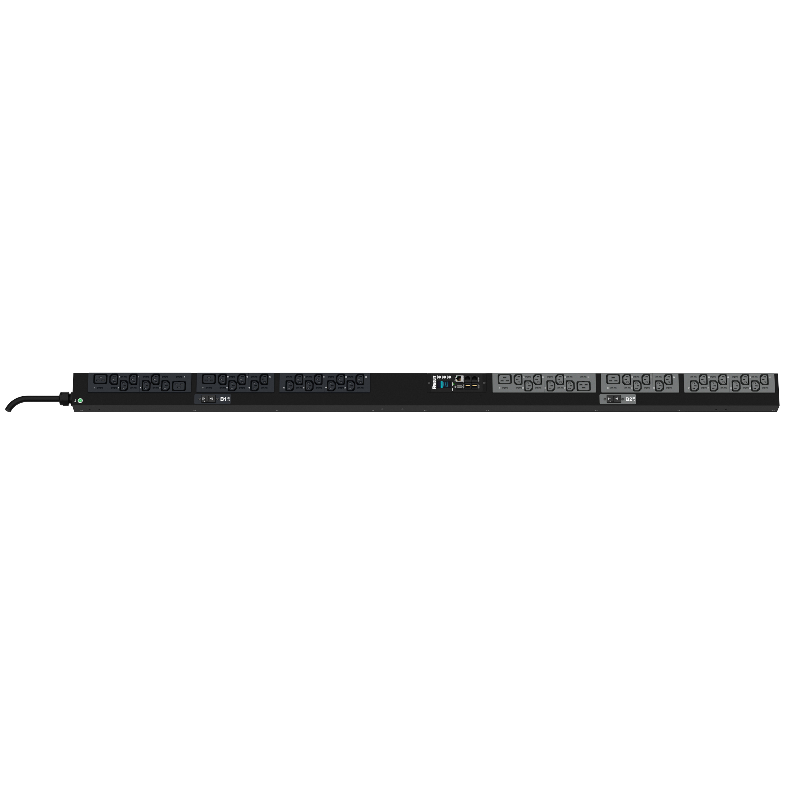 MO PDU, 32AMP, (38)C13, (6)C19, IEC 60309 2P+E 6h 32A-3M, Siyah, Dikey