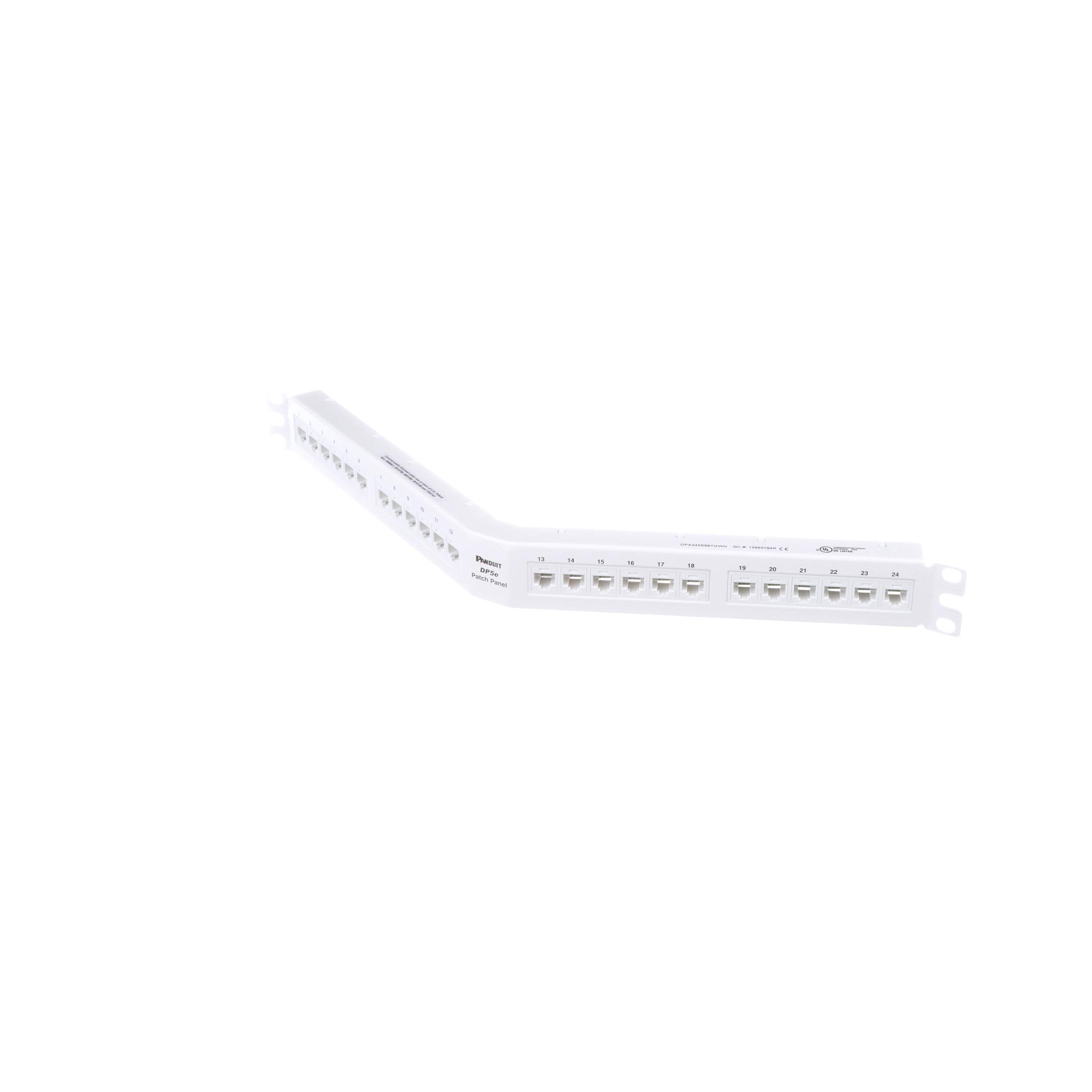 Açı Katlı Cat 5e Çıkış Paneli 24 Port, 1RU, Beyaz