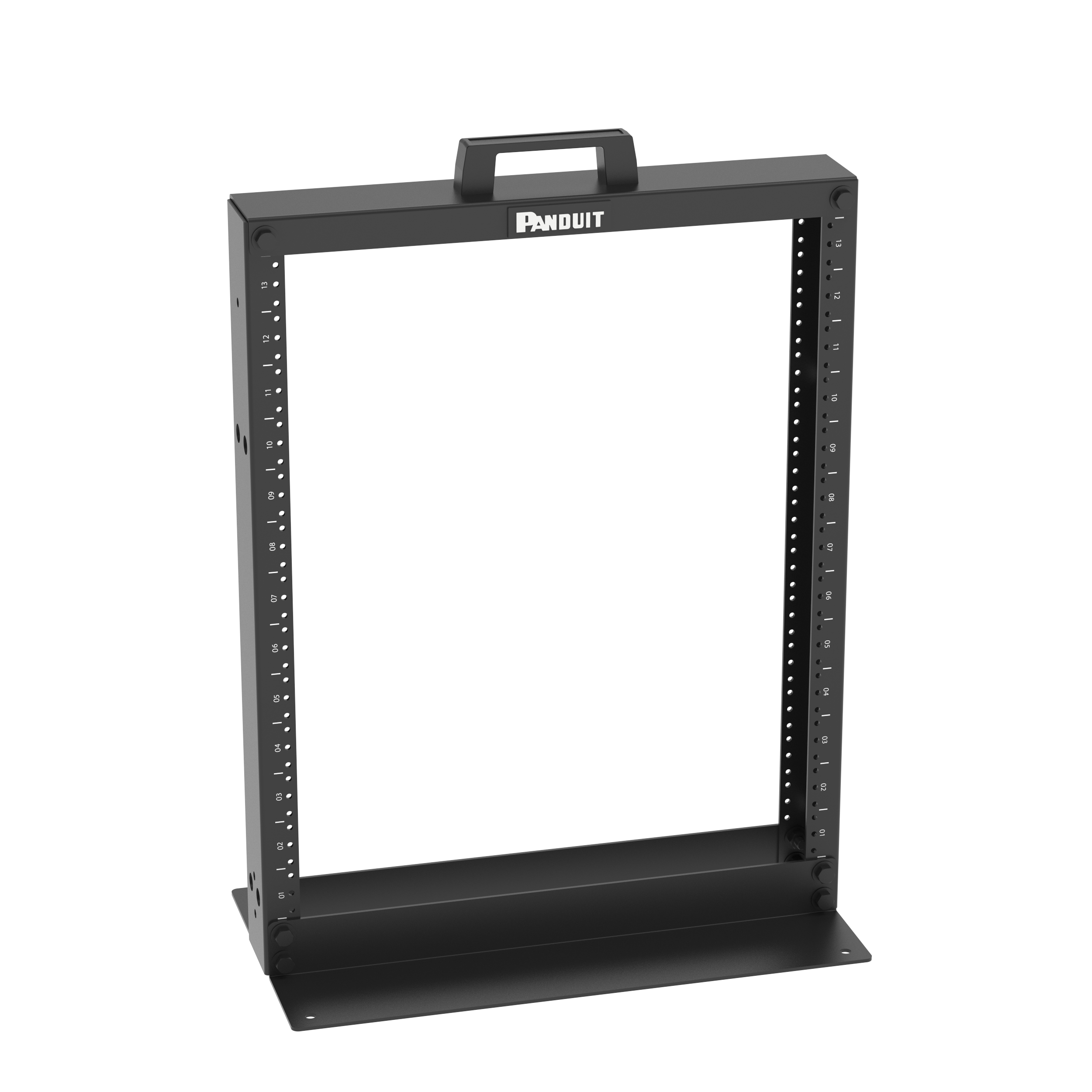 2 Post Rack, 13RU, #12-24 Dişli E-Raylar, Alüminyum, Siyah