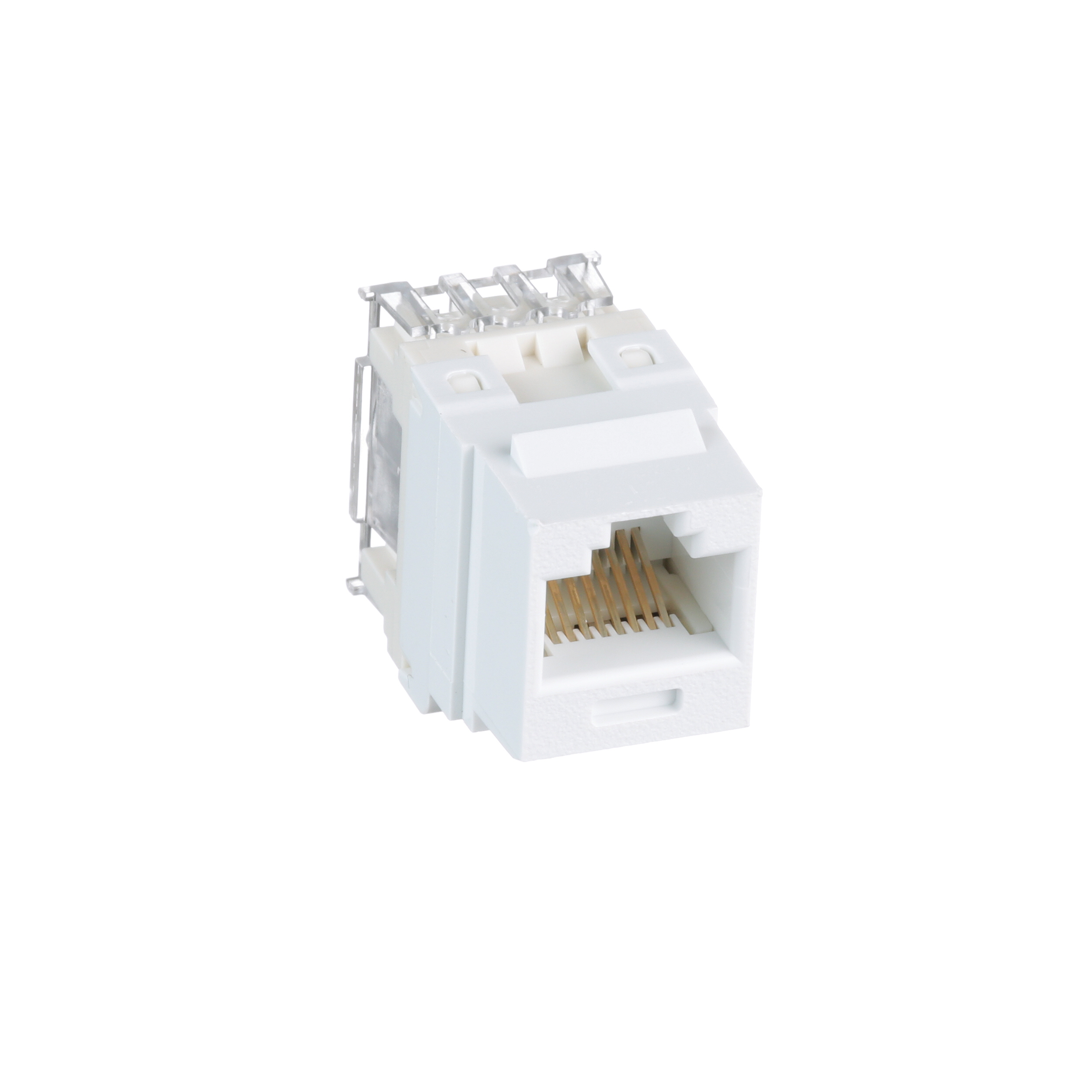 Bükümlü Çift RJ45 Cat 6 Çıkış Keystone Jak Modülü, Beyaz