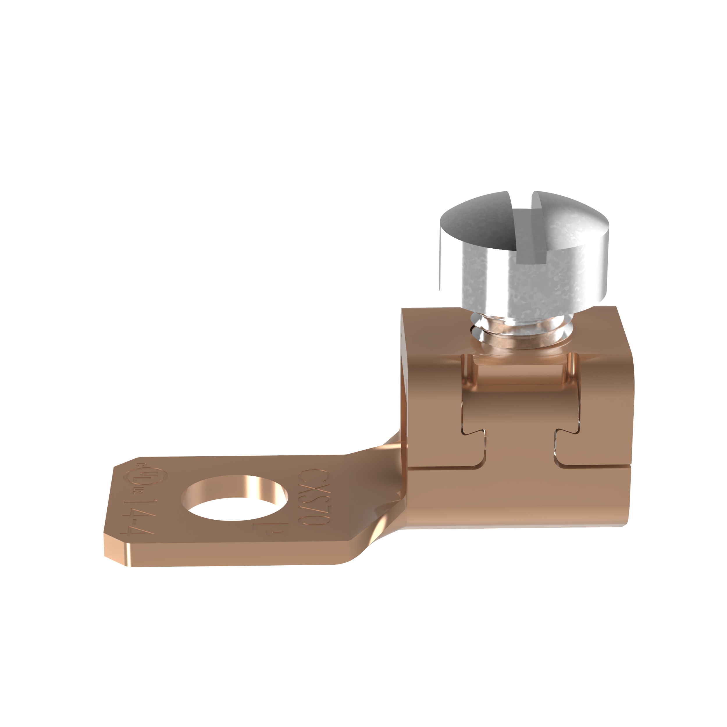 Mech Con-Lugs, Fixed Tongue,Copper, Strt,One 6.35mm Stud, PK100