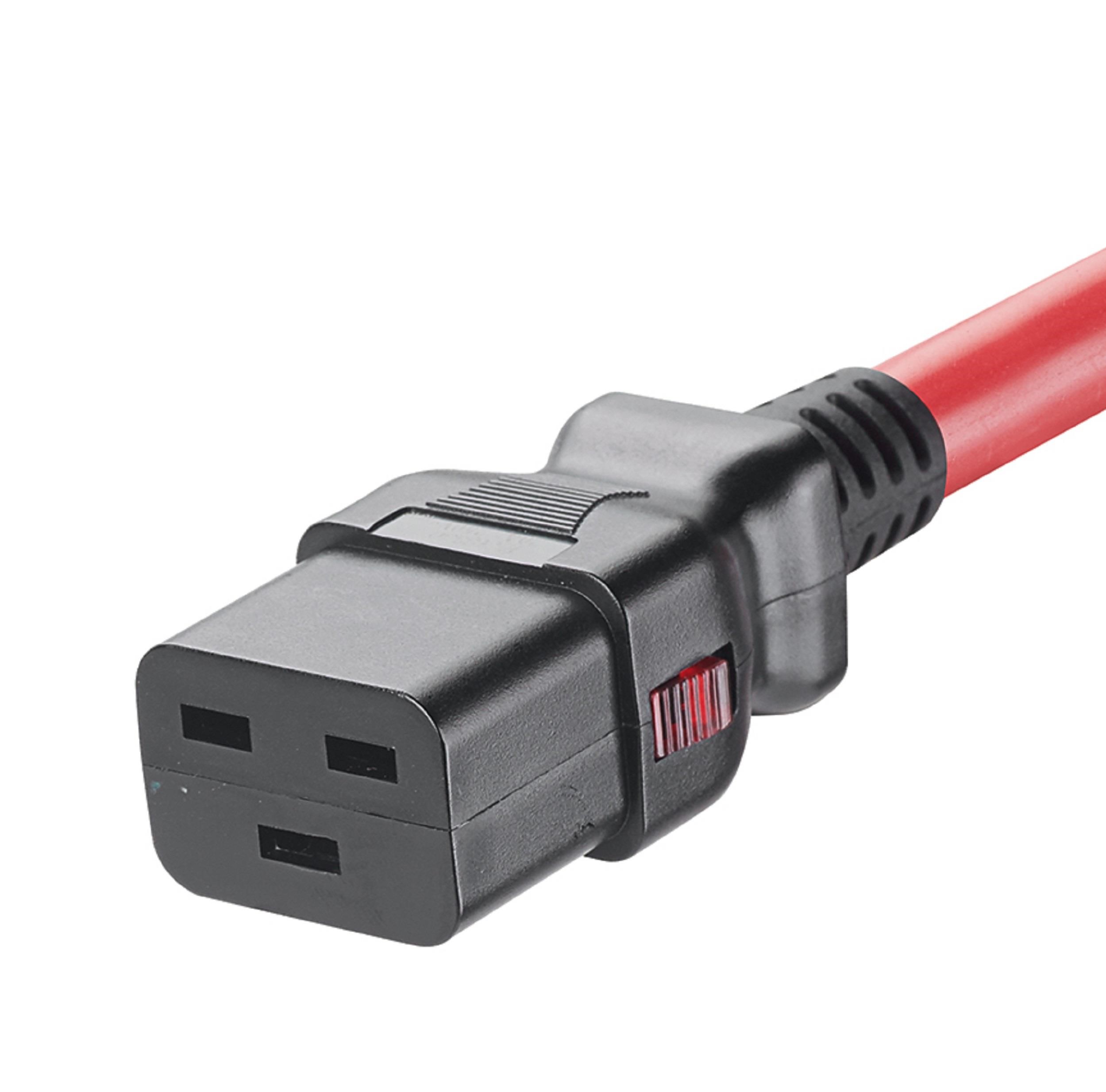 Çift Kilitlemeli BT Güç Kablosu, IEC C20'den IEC C19'a, 2 feet (0.6m), Kırmızı