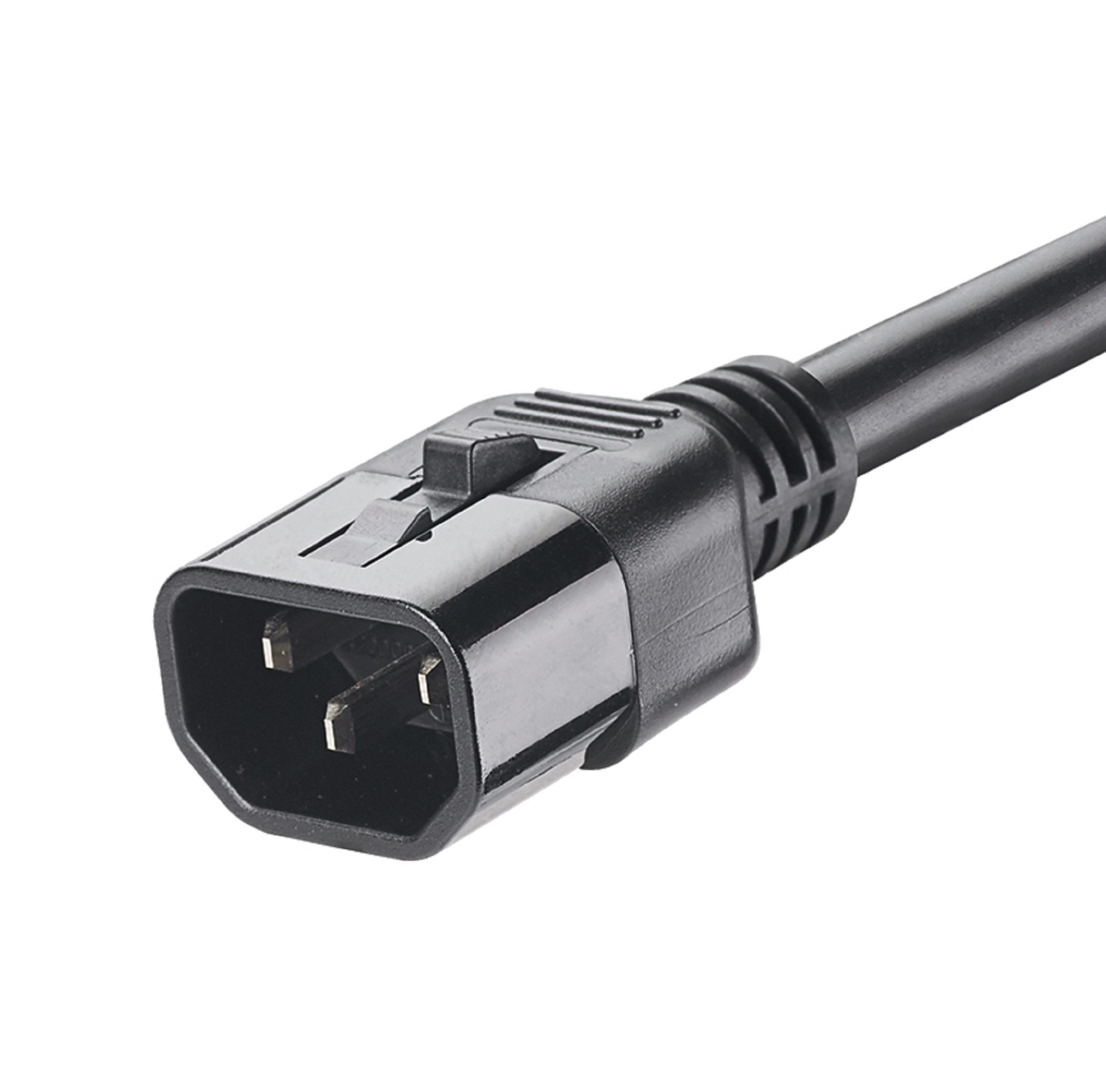Dual-Locking IT Power Cord, IEC C14 to IEC C13, 2 feet (0.6m), Black