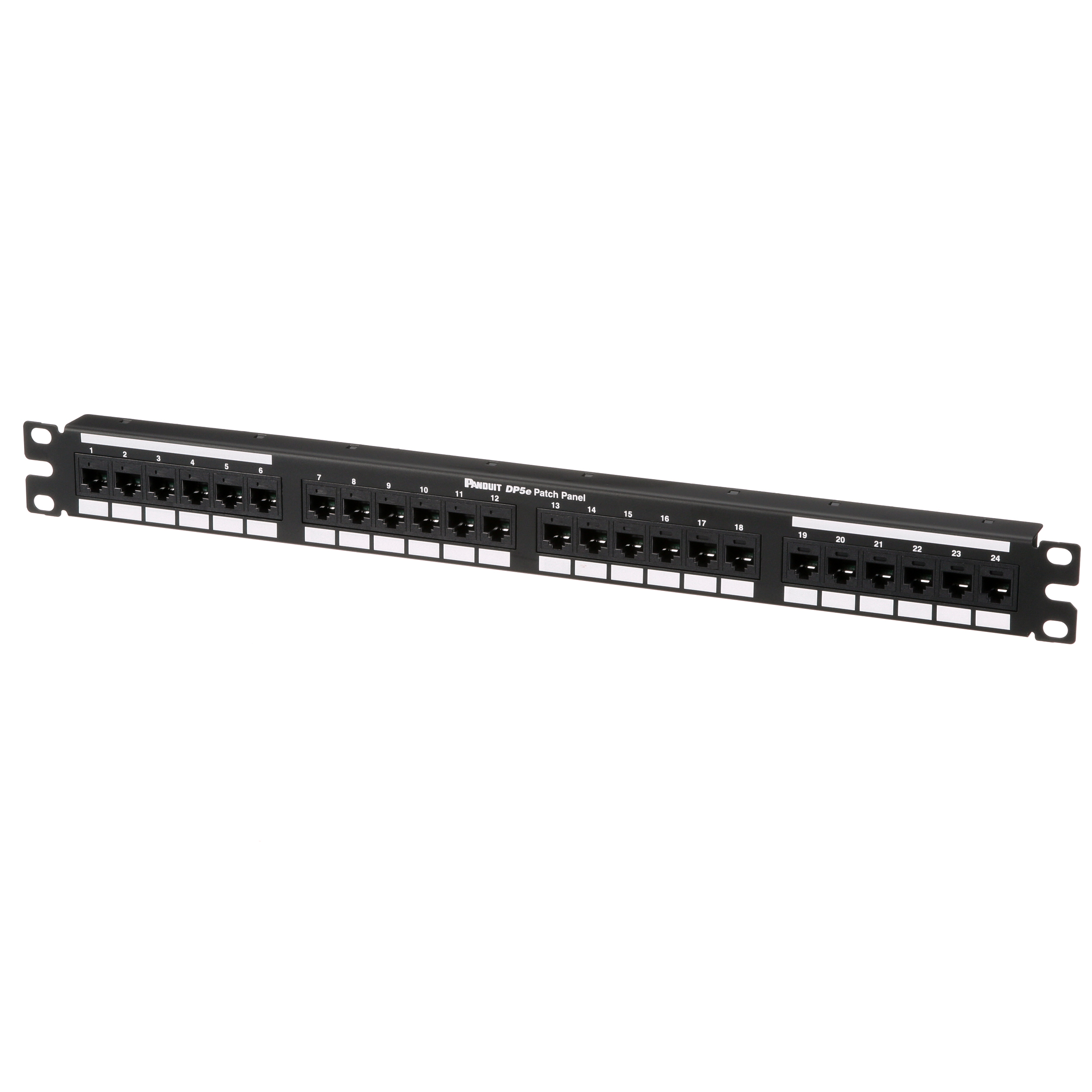 Düz Cat 5e Çıkış Paneli 24 Port, 1RU, Siyah