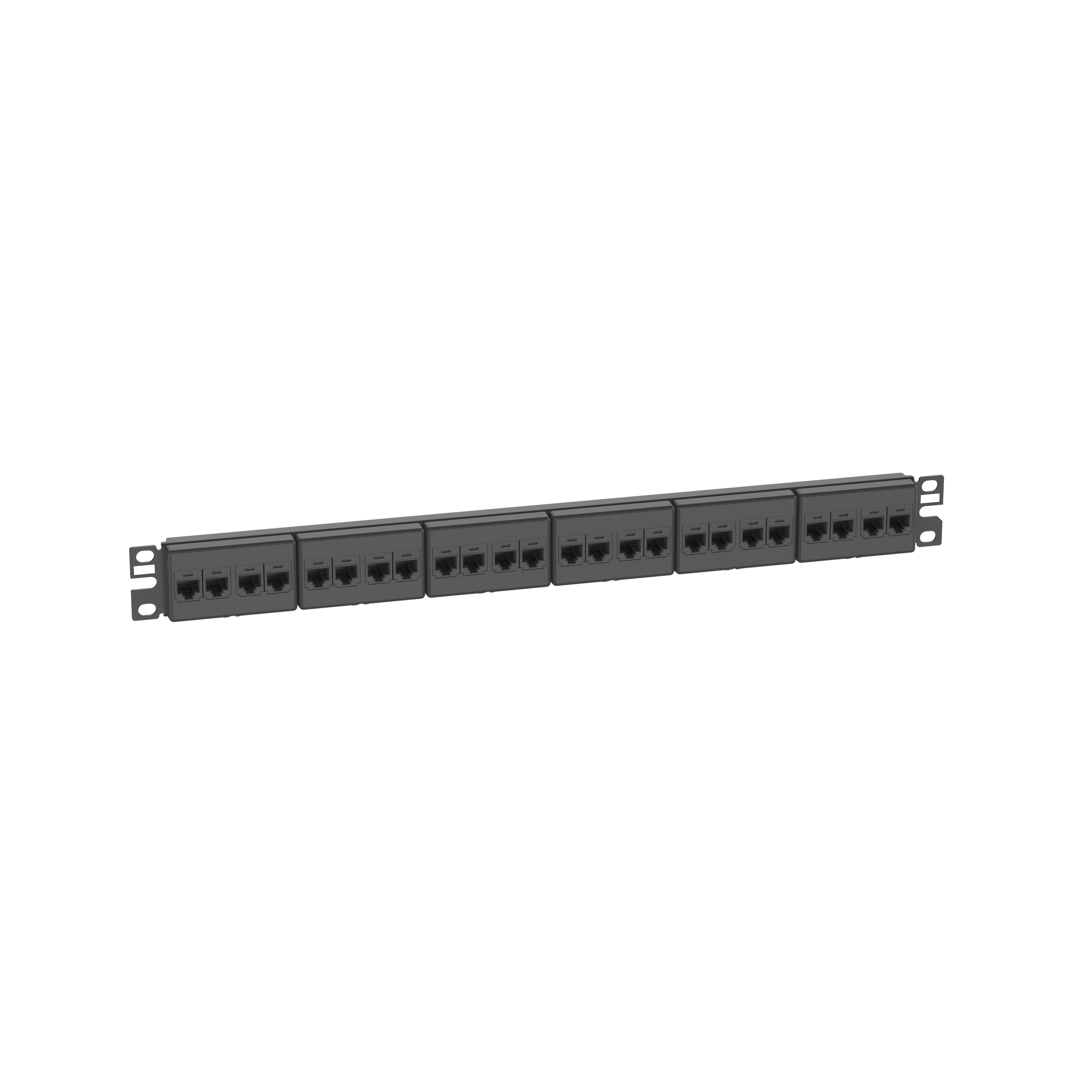 Cat 6 Coupler Patch Panel, 24 Ports, 1 RU, Black