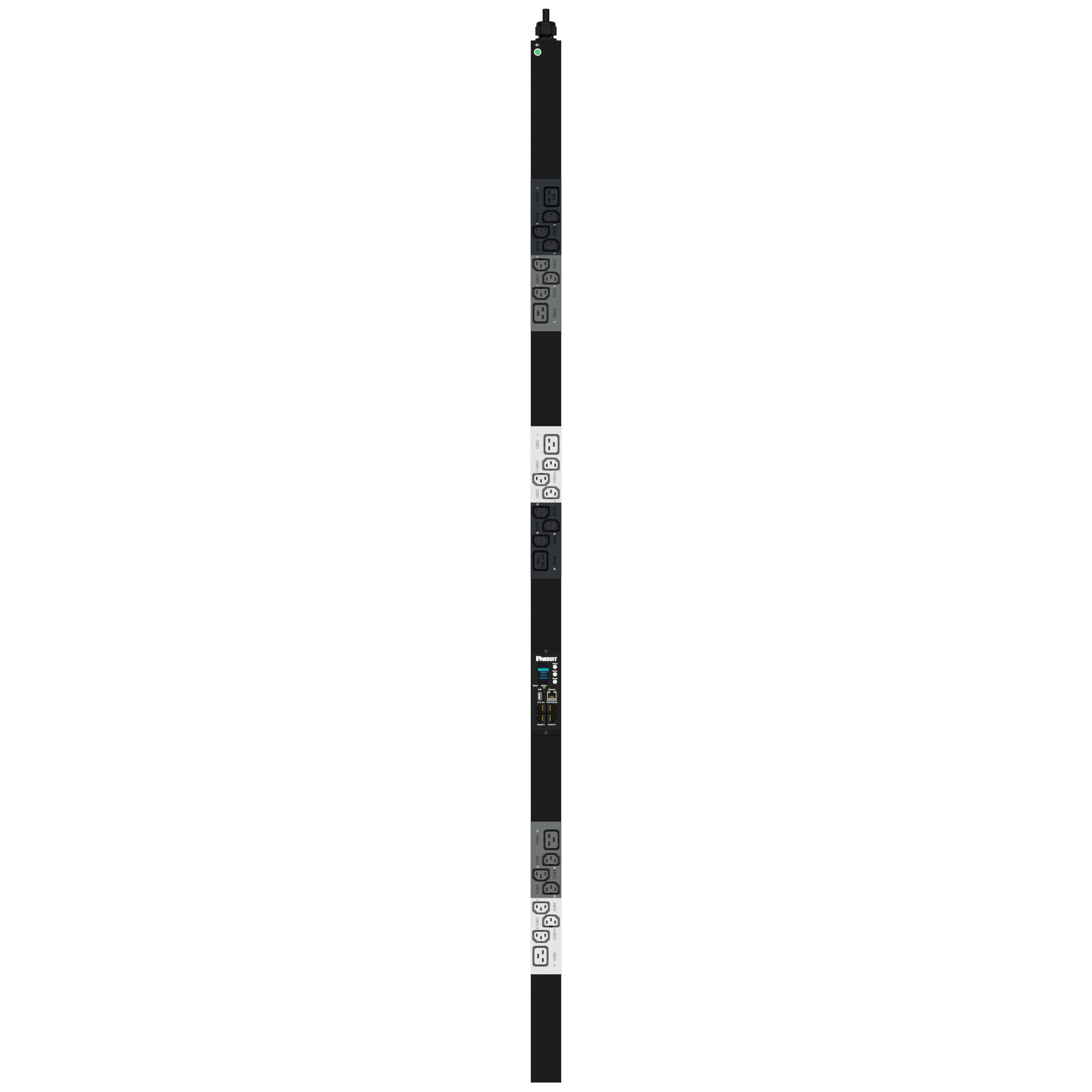 MO PDU, 16AMP, (18)C13, (6)C19, IEC 60309 3P+N+E 6h 16A-3M, Siyah, Dikey